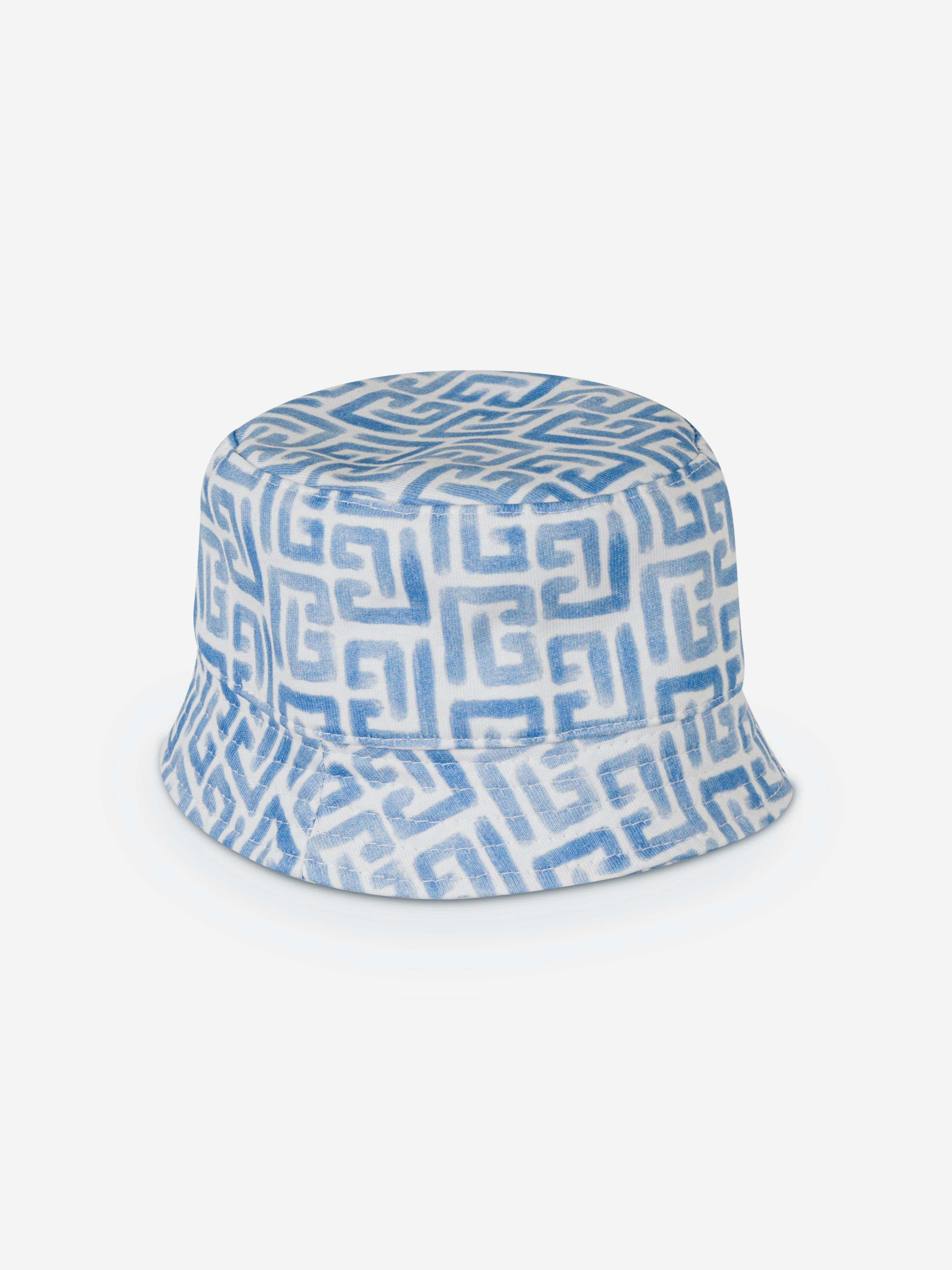 Balmain Men's Blue Baby Boys Monogram Logo Bucket Hat In - 18 - 24 Mths