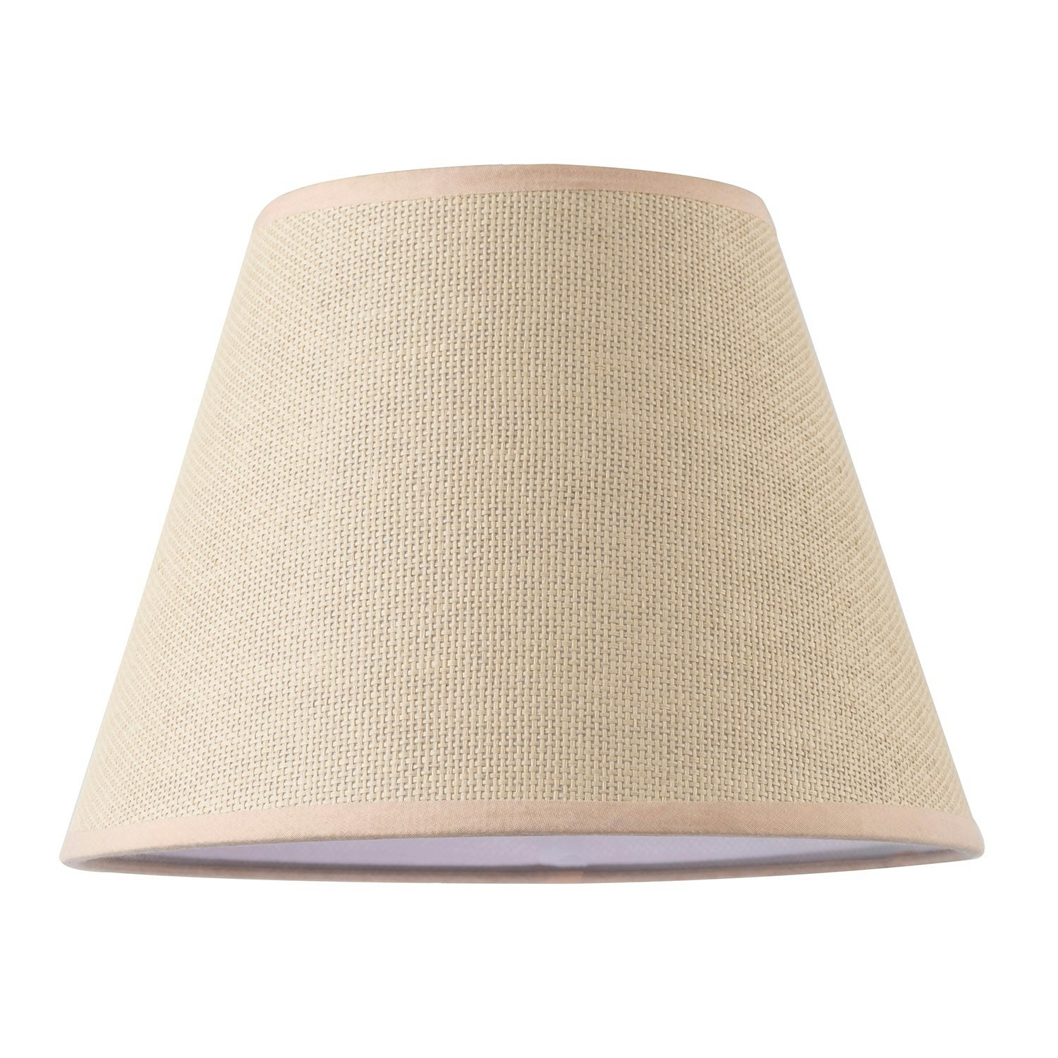 Rackhams Pink Traditional Rattan Tweed Lamp Shade With Pale Cotton Fabric Trims