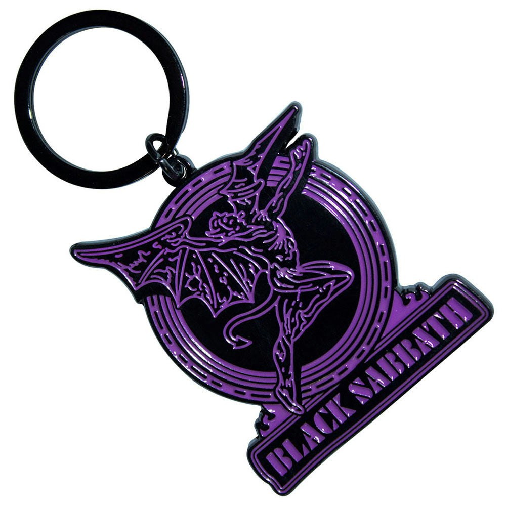 Paradiso Clothing Black/Purple Sabbath Text Logo And Daemon Keyring Keychain