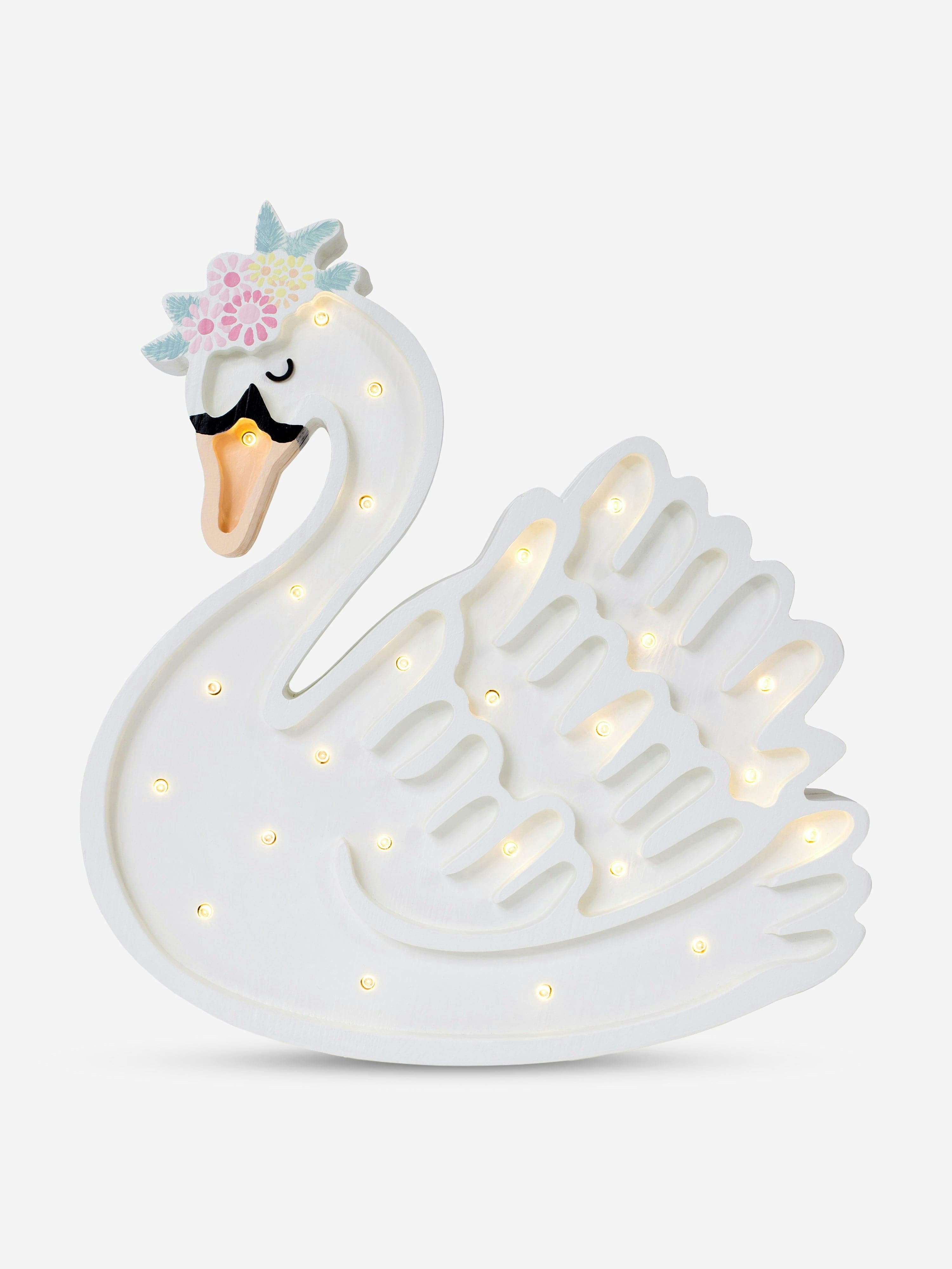 Little Lights Girls White Swan Lamp In (36X31.5x5.5 Cm) - One Size