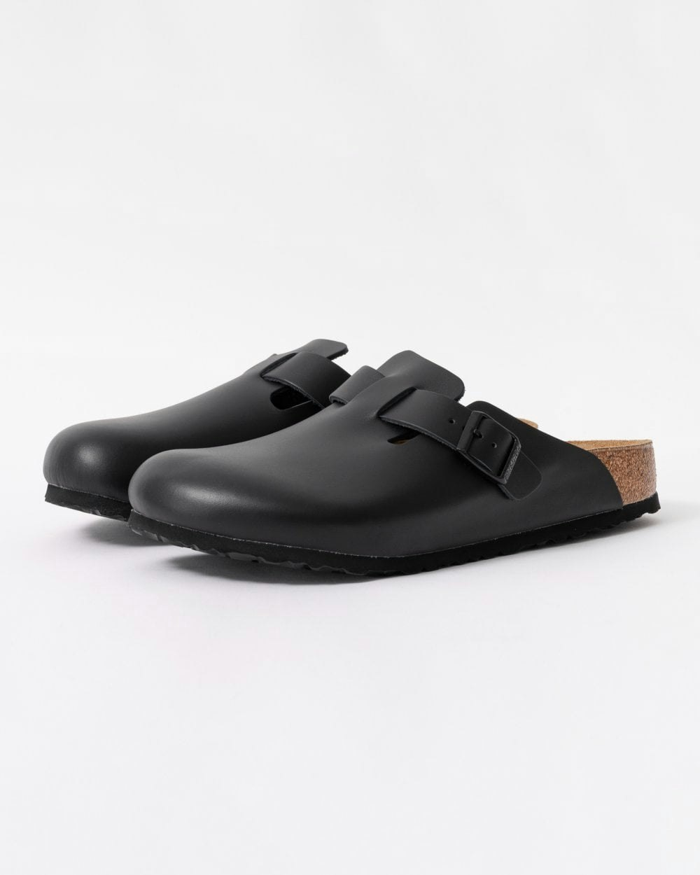 Birkenstock Unisex Black Boston Natural Leather Clogs - Uk5.5 Eu39 Regular