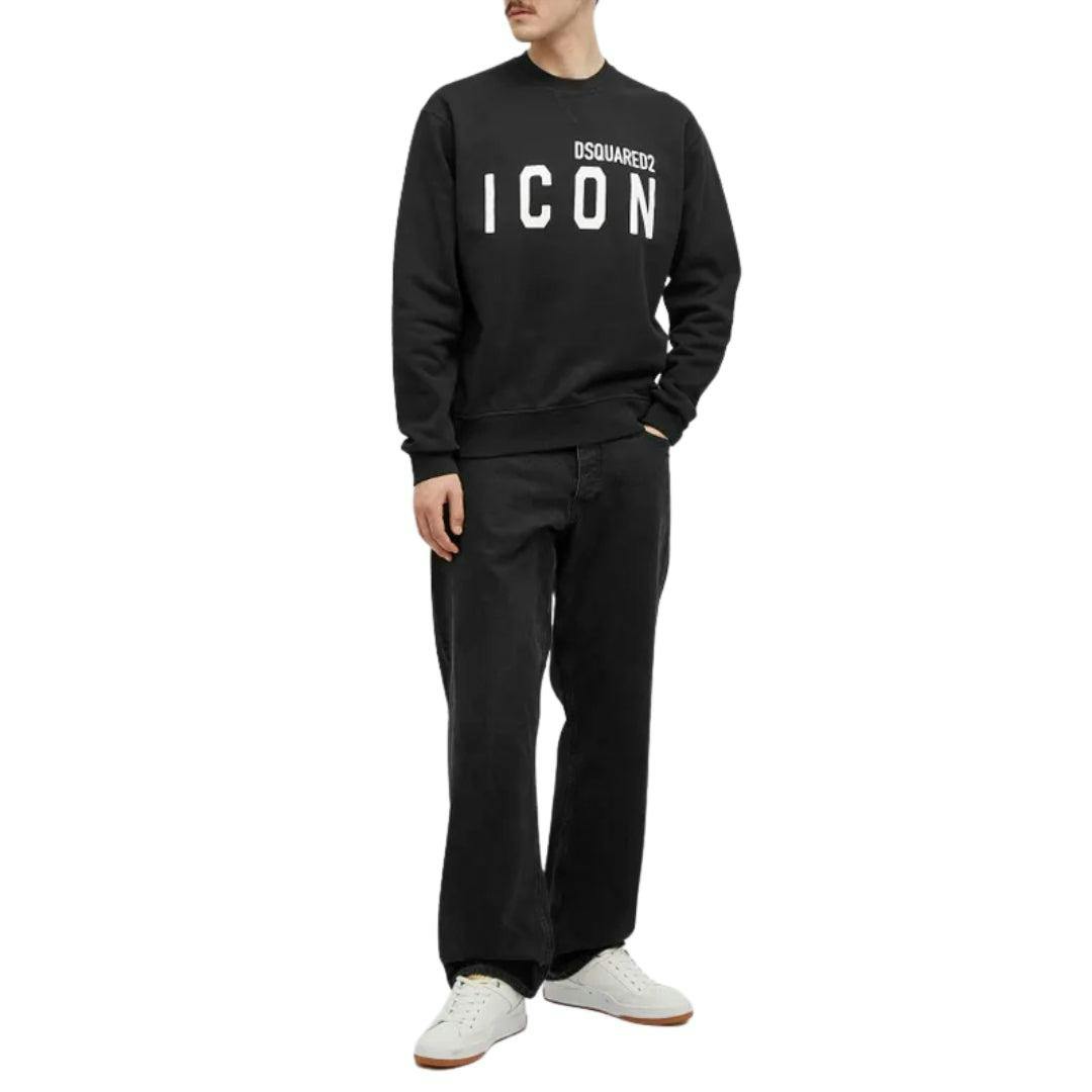 Dsquared2 Unisex Black Adult Logo & Icons Crew Neck Sweatshirt - Xl - 100% Cotton