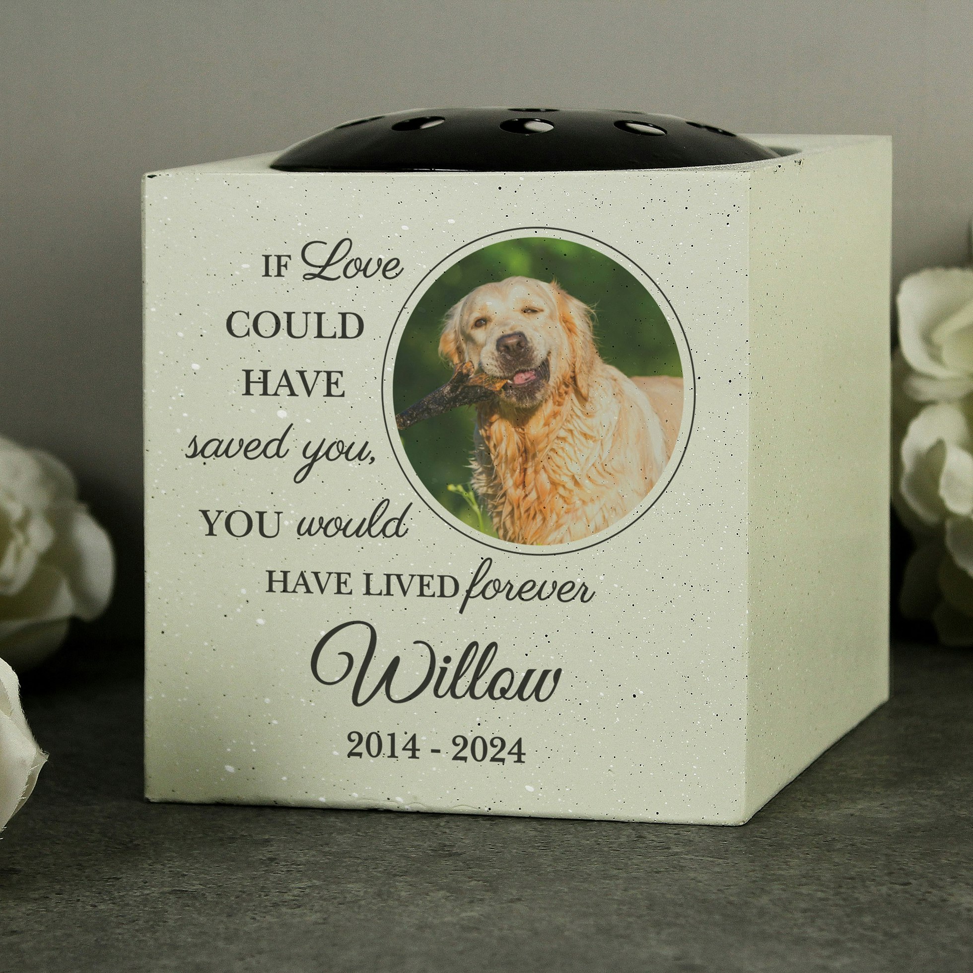 Rackhams Personalised Pet Photo Upload Memorial Garden Vase