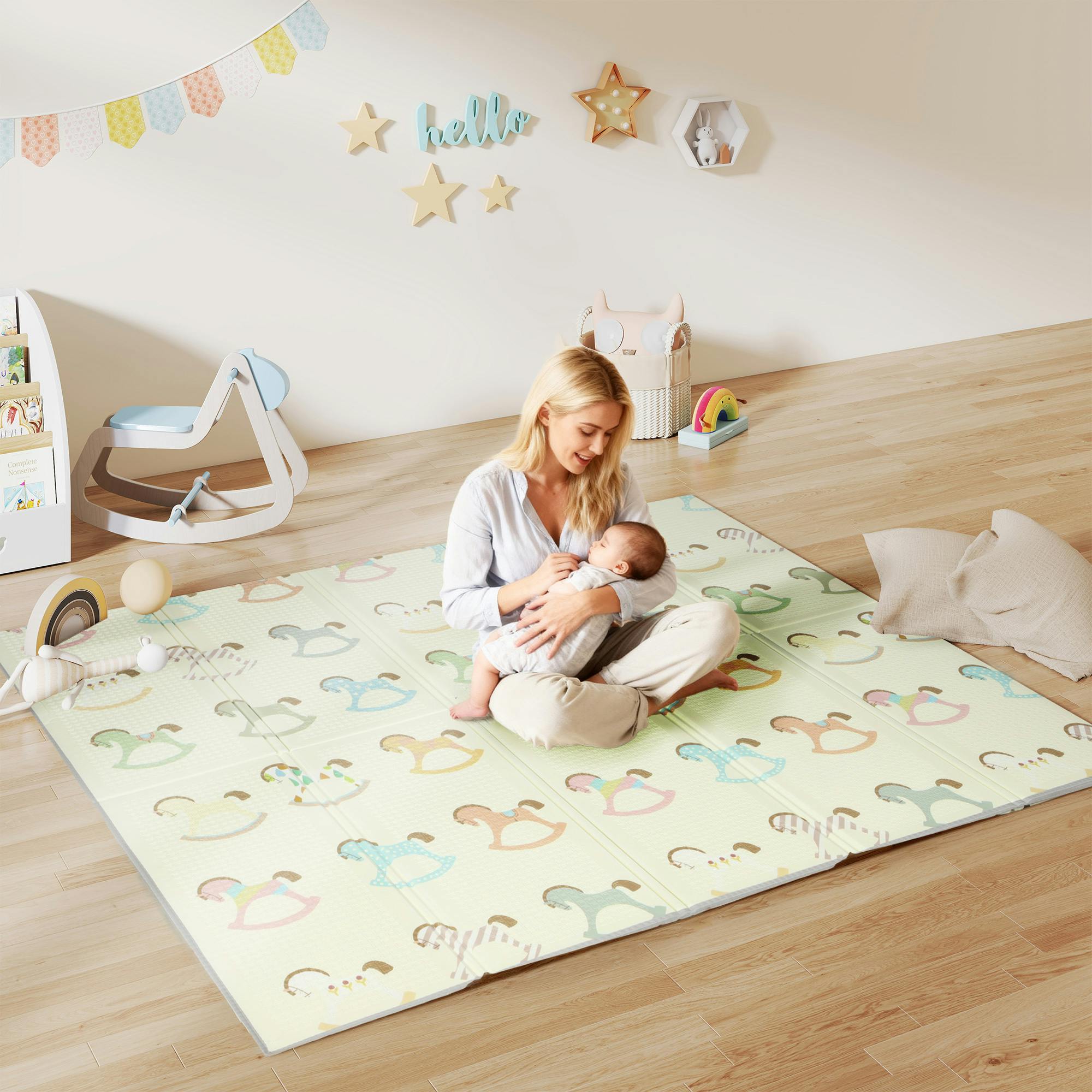 George Multi Aiyaplay Rocking Horse & Roads Double-Sided Baby Play Mat - Image 2