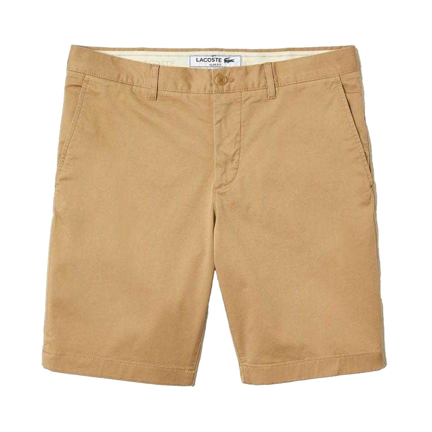 Lacoste Men's Beige Cotton Stretch Slim Casual Shorts - 40R - 97% Cotton/3% Elastane