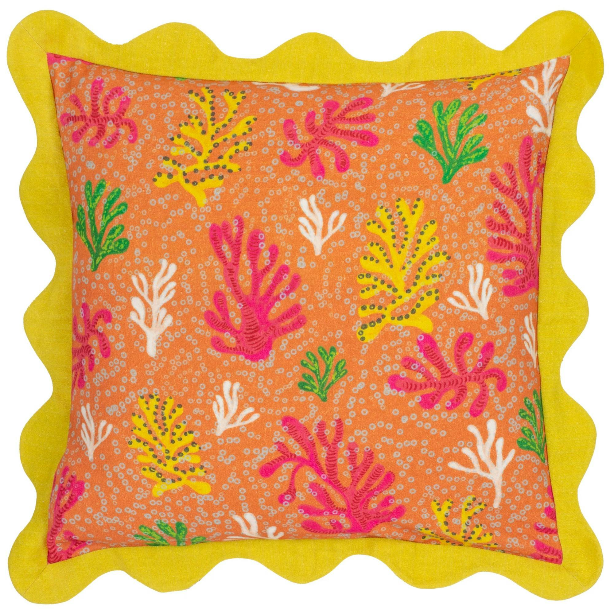 Rackhams Coral Scalloped Cushion Cover - Citronelle - 50Cm X 50Cm - Citronelle - 100% Polyester