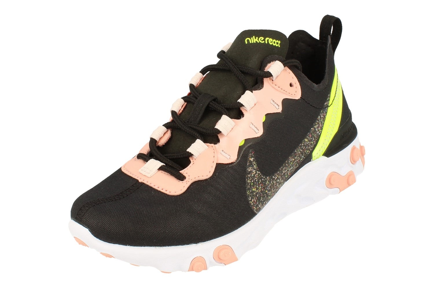 Nike Women's Black/Coral React Elment 55 Prm Cd6964 002 - Uk 3.5 | Us 5 | Eu 35.5