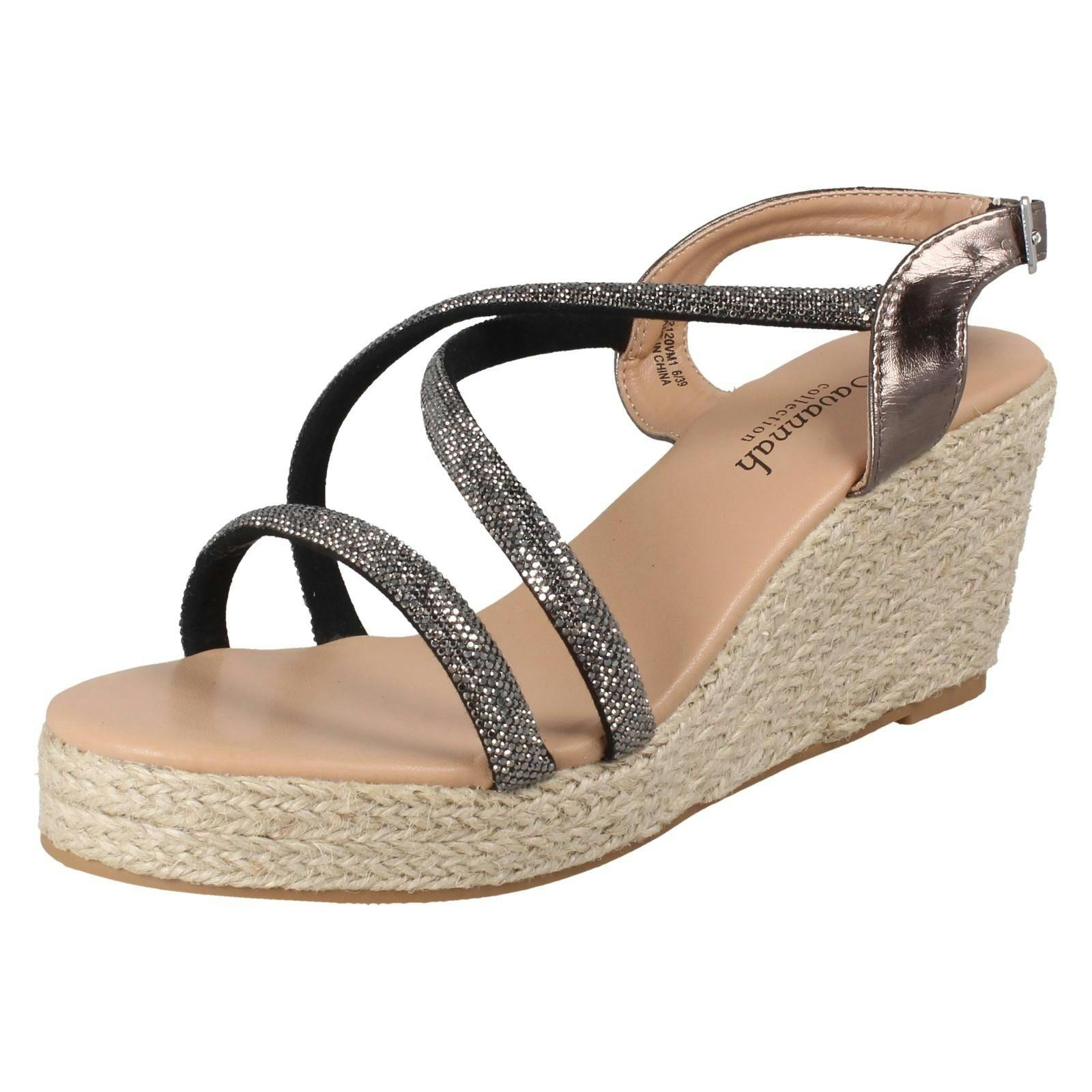 Savannah Women's Light Wedge Heel Sandals F12120 - Pewter - Uk 9