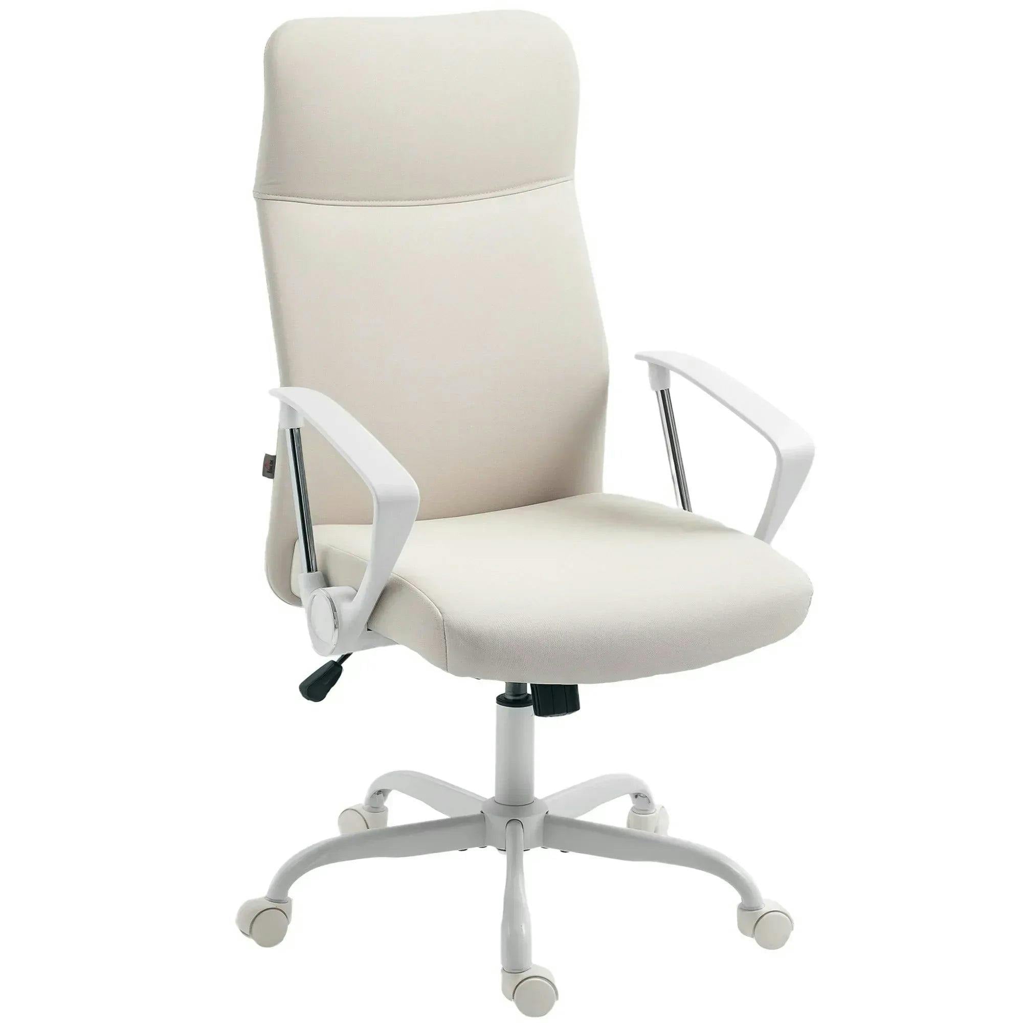 HOMCOM High Back Office Chair, Computer Desk Chair for Home - White - Image 4