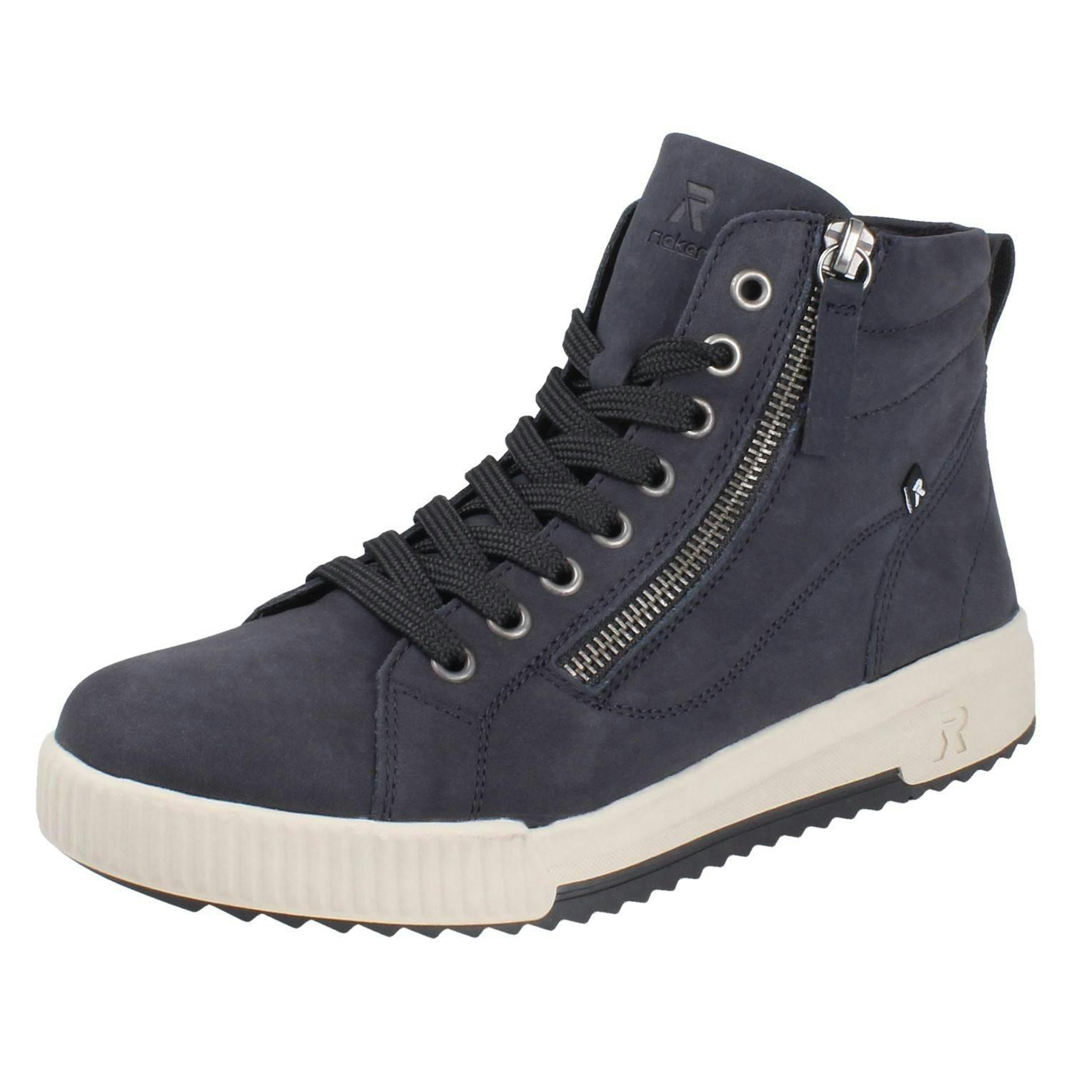 Rieker Women's Blue Zip Up Lace Ankle Boots W0164 - Uk 6