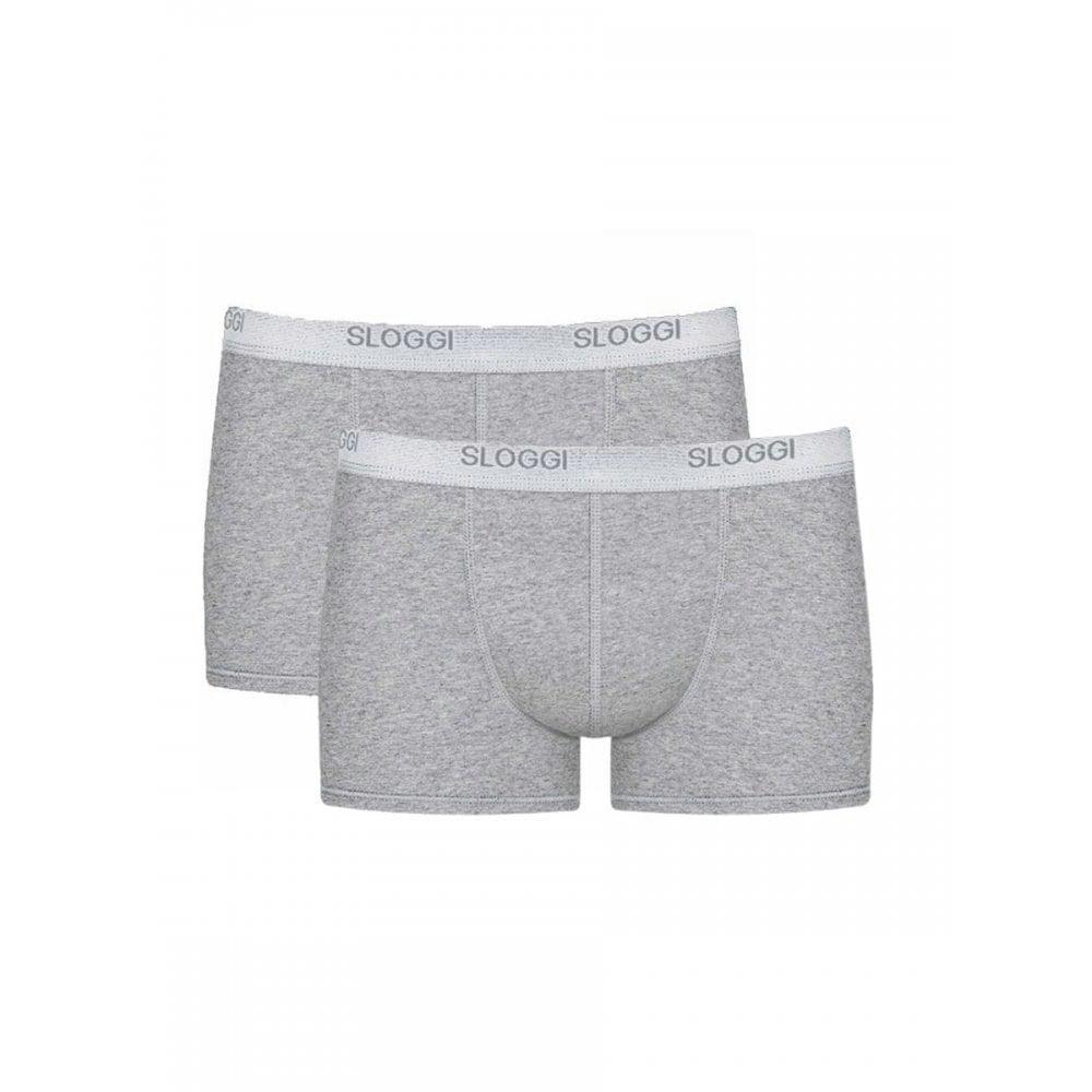 Sloggi Grey 2-Pack Basic Short Boxer Trunks, Melange - L