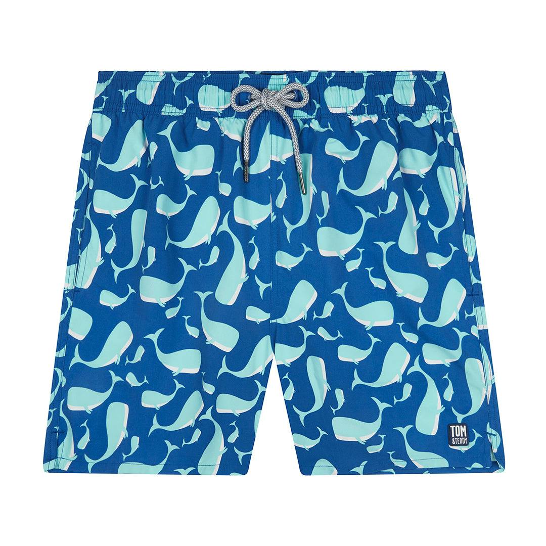 Tom & Teddy Blue/Turquoise Navy & Aqua Whales - Xxl