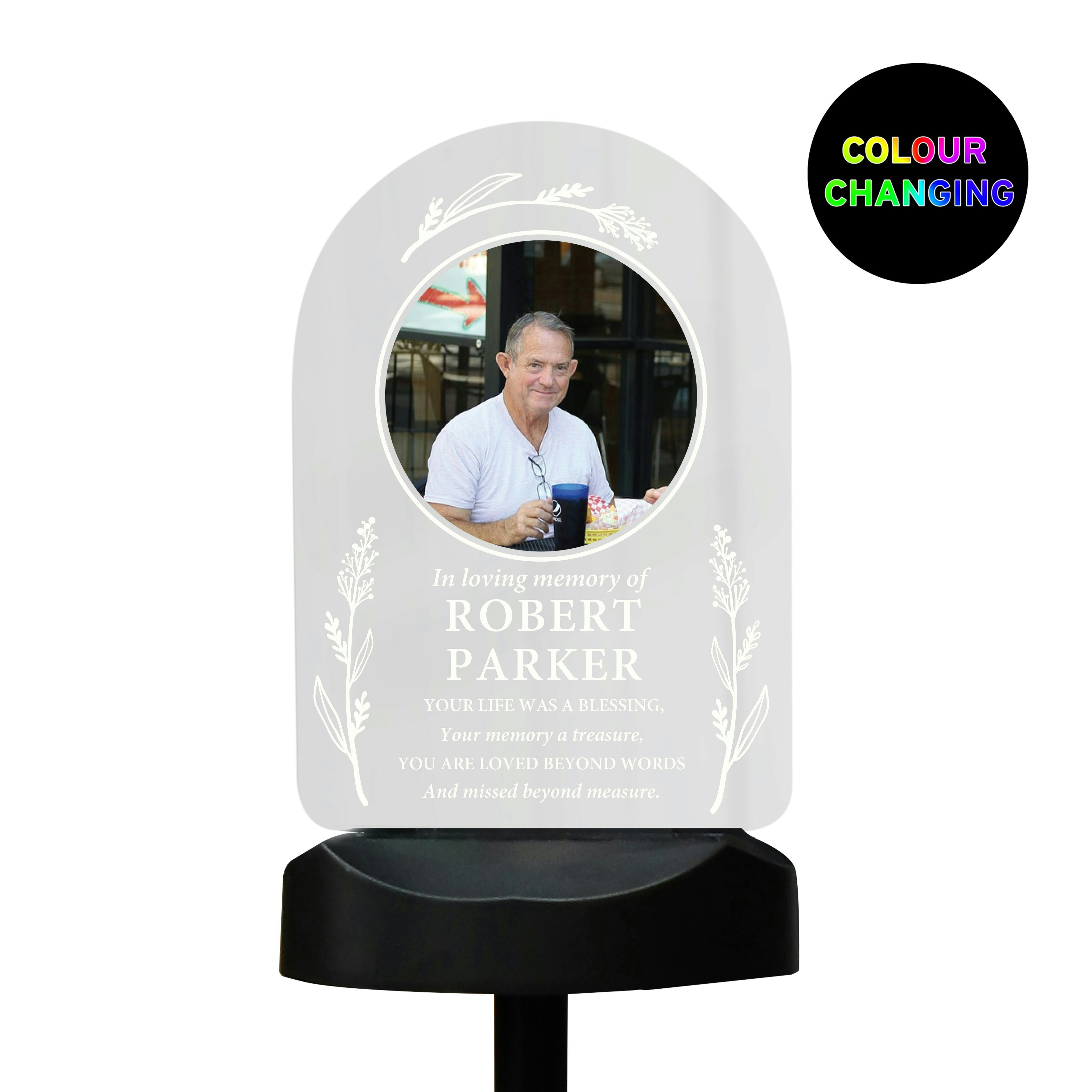 Rackhams Light Personalised Memorial Photo Upload Outdoor Solar