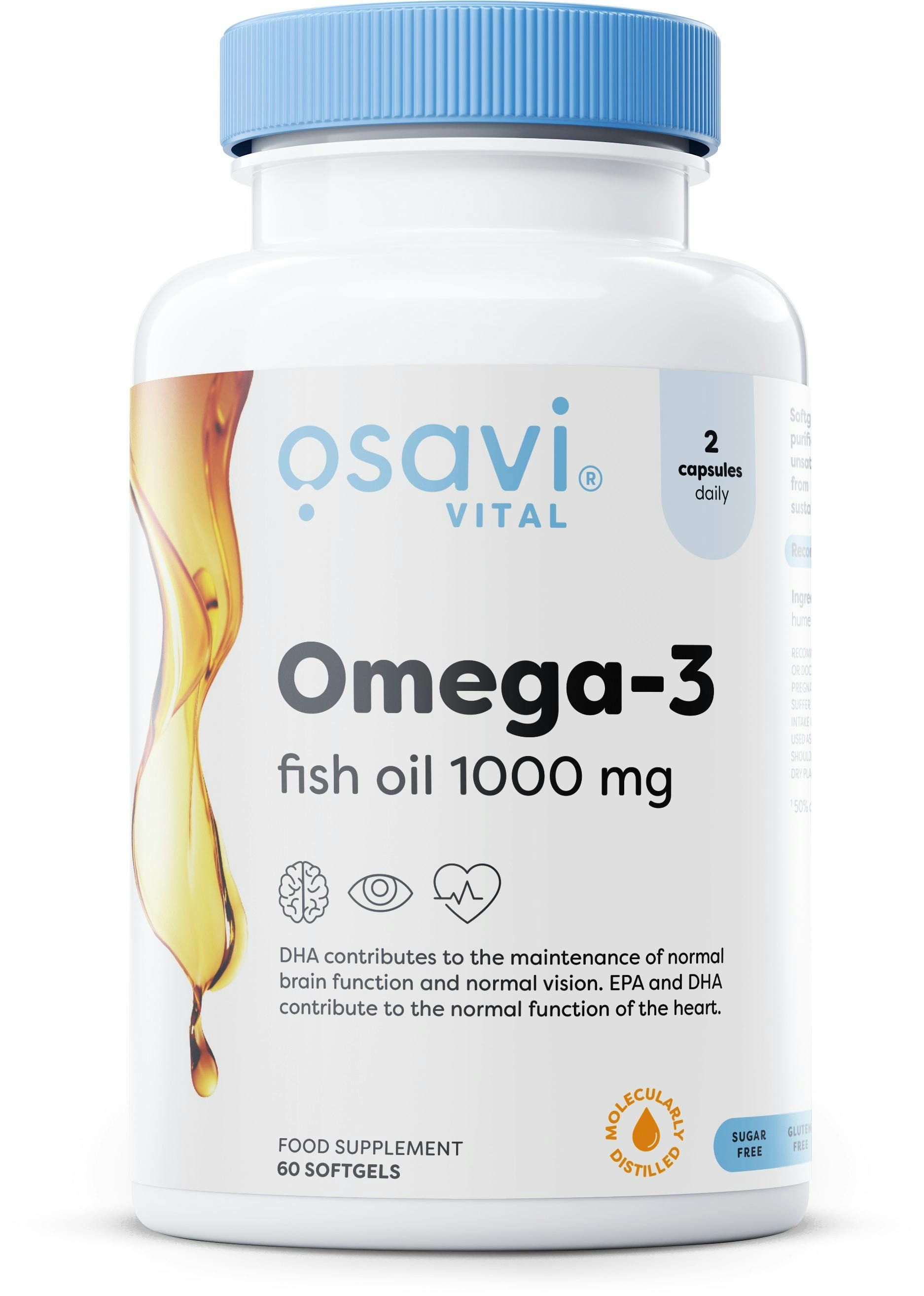 Osavi Omega–3 Fish Oil Molecularly Distilled 1000 mg – 60 Softgels | EPA & DHA for Heart Health, Brain Function, and Vision I Molecular Distillation for Maximum Purity - Image 5
