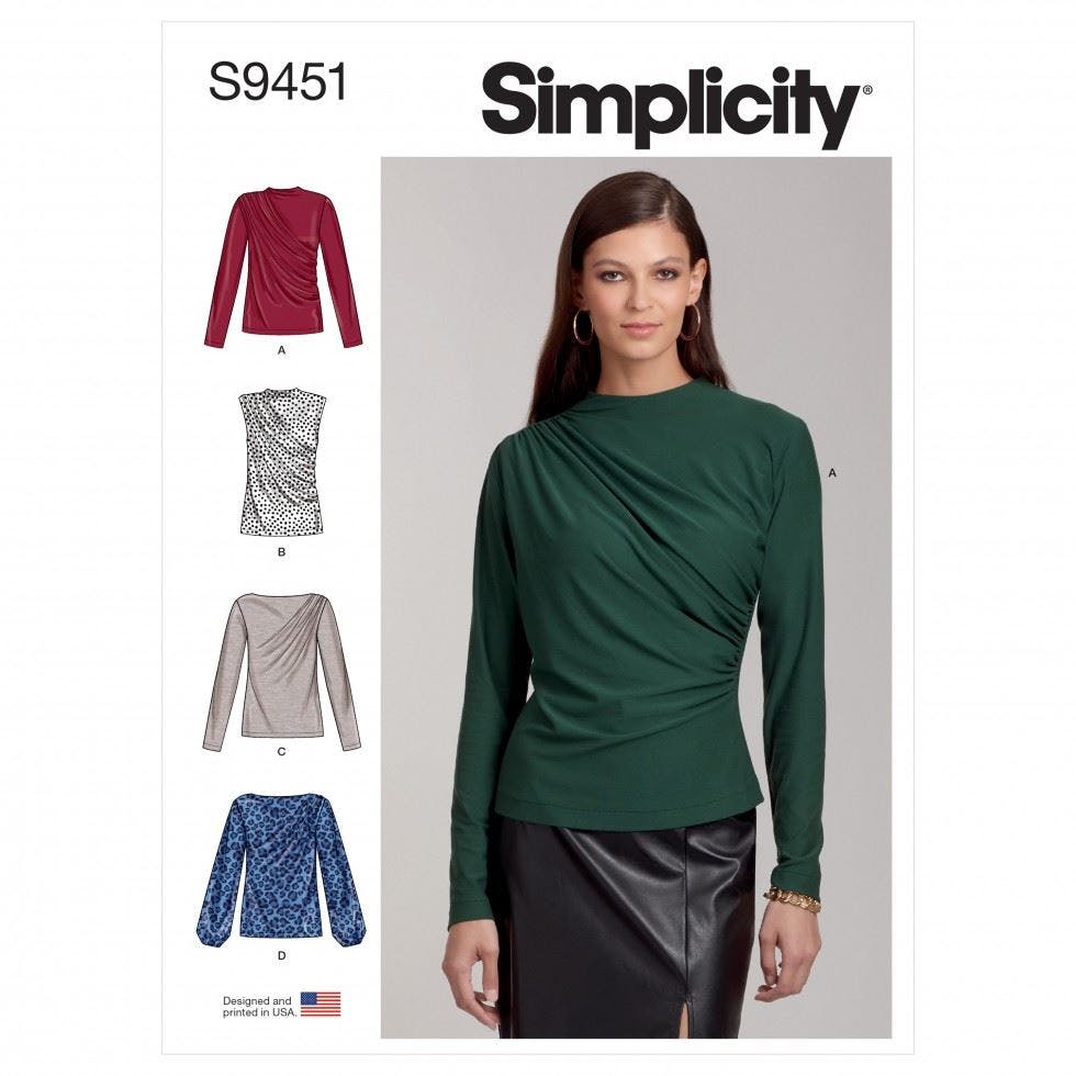 Simplicity Women's Sewing Pattern 9451, Tops For H5 (6-8-10-12-14) - Easy - R5 (14-16-18-20-22)