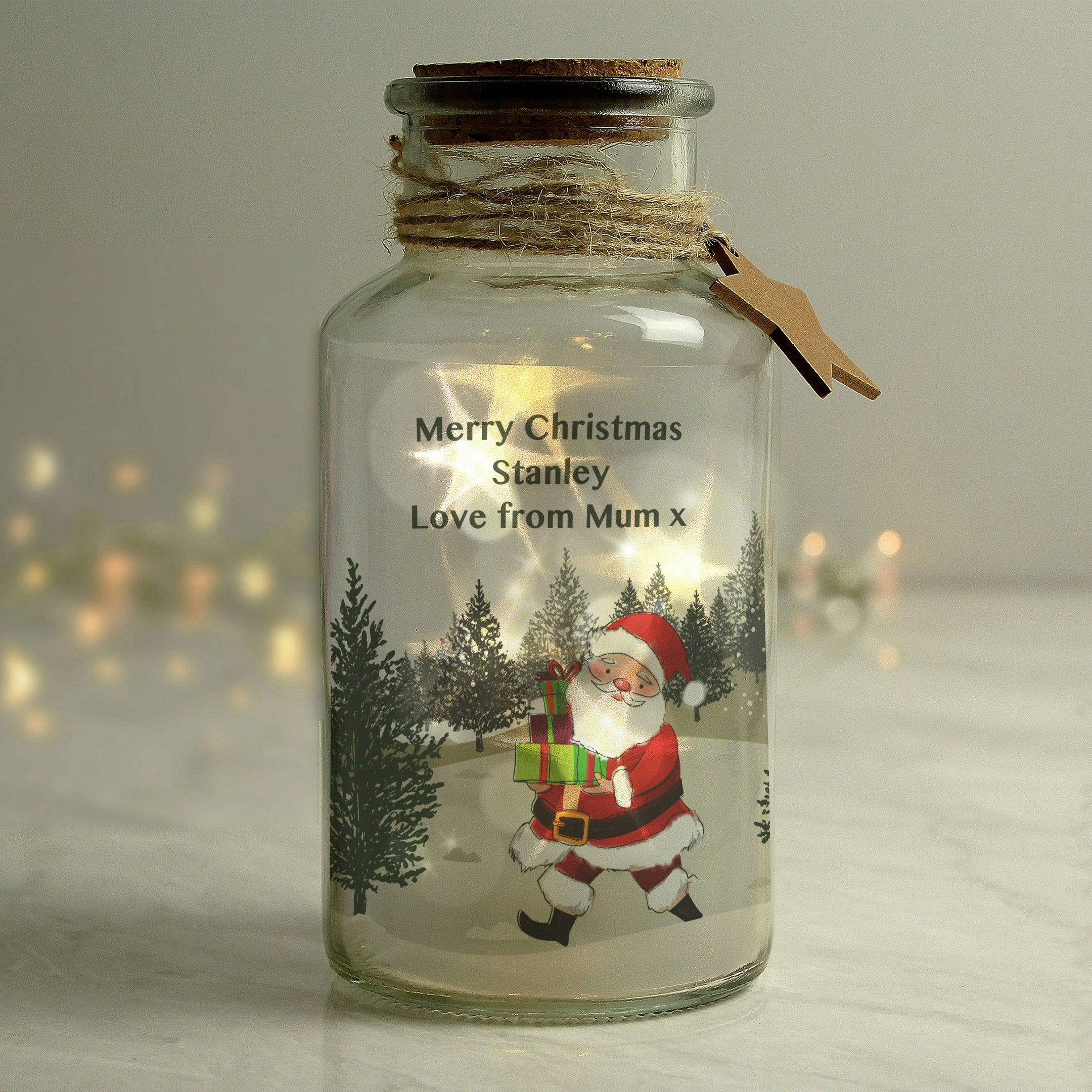 Personalised Memento Company Light Personalised Santa Led Glass Jar