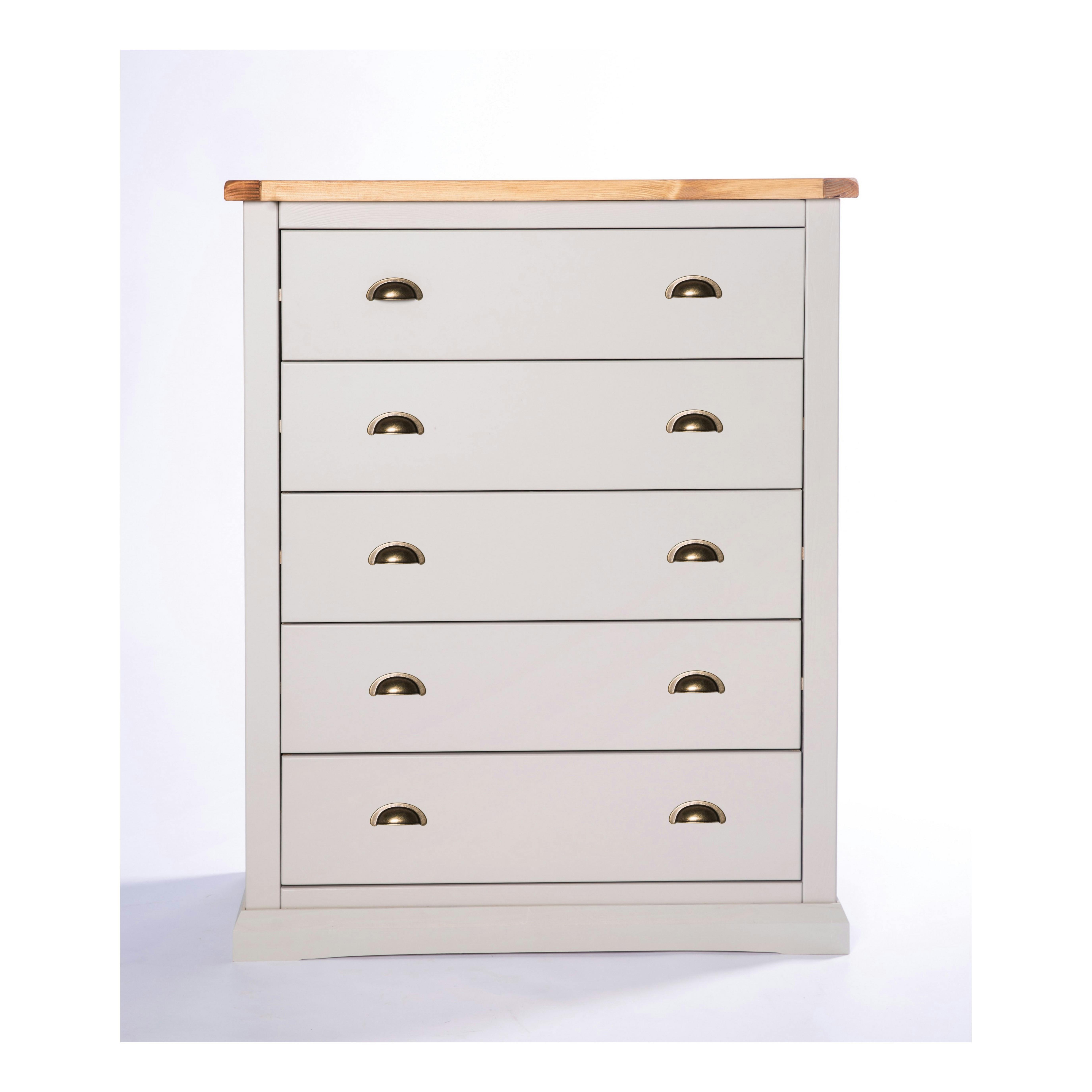 Cabinet Bits Loreo 5 Drawer Chest - Grey / Brass - Image 2