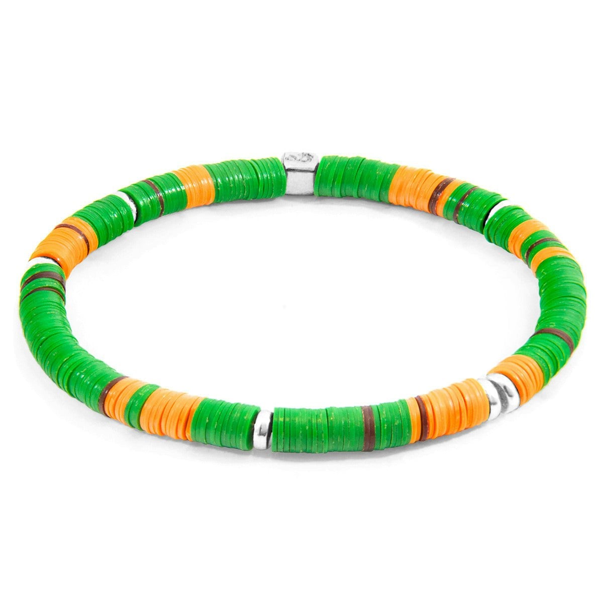 Anchor & Crew Green/Silver Malawi And Vinyl Disc Bracelet - L - 23Cm