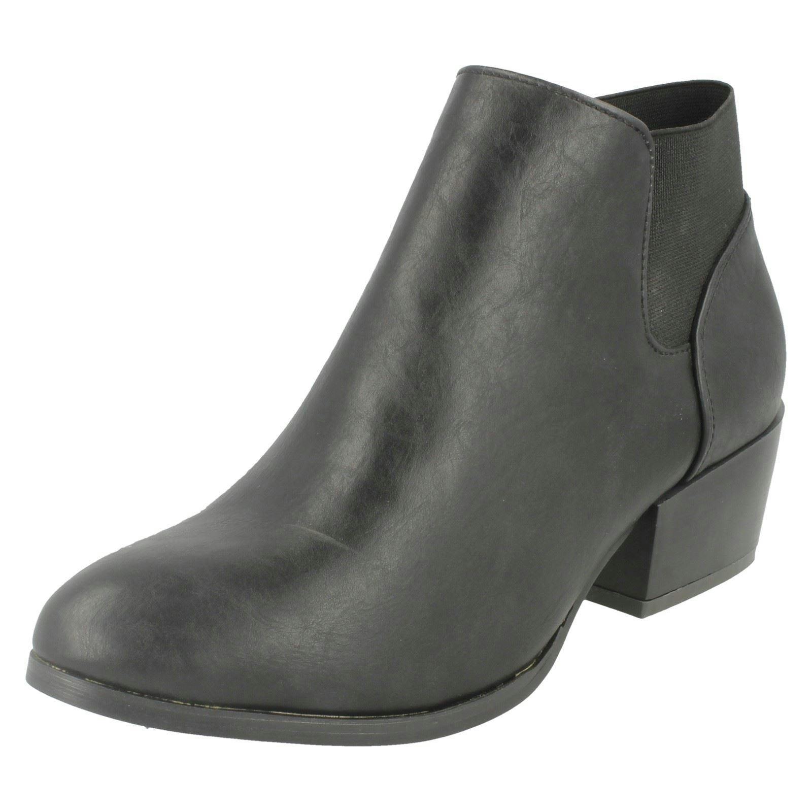 Spot On Women's Black Heeled Ankle Boot - Uk 7