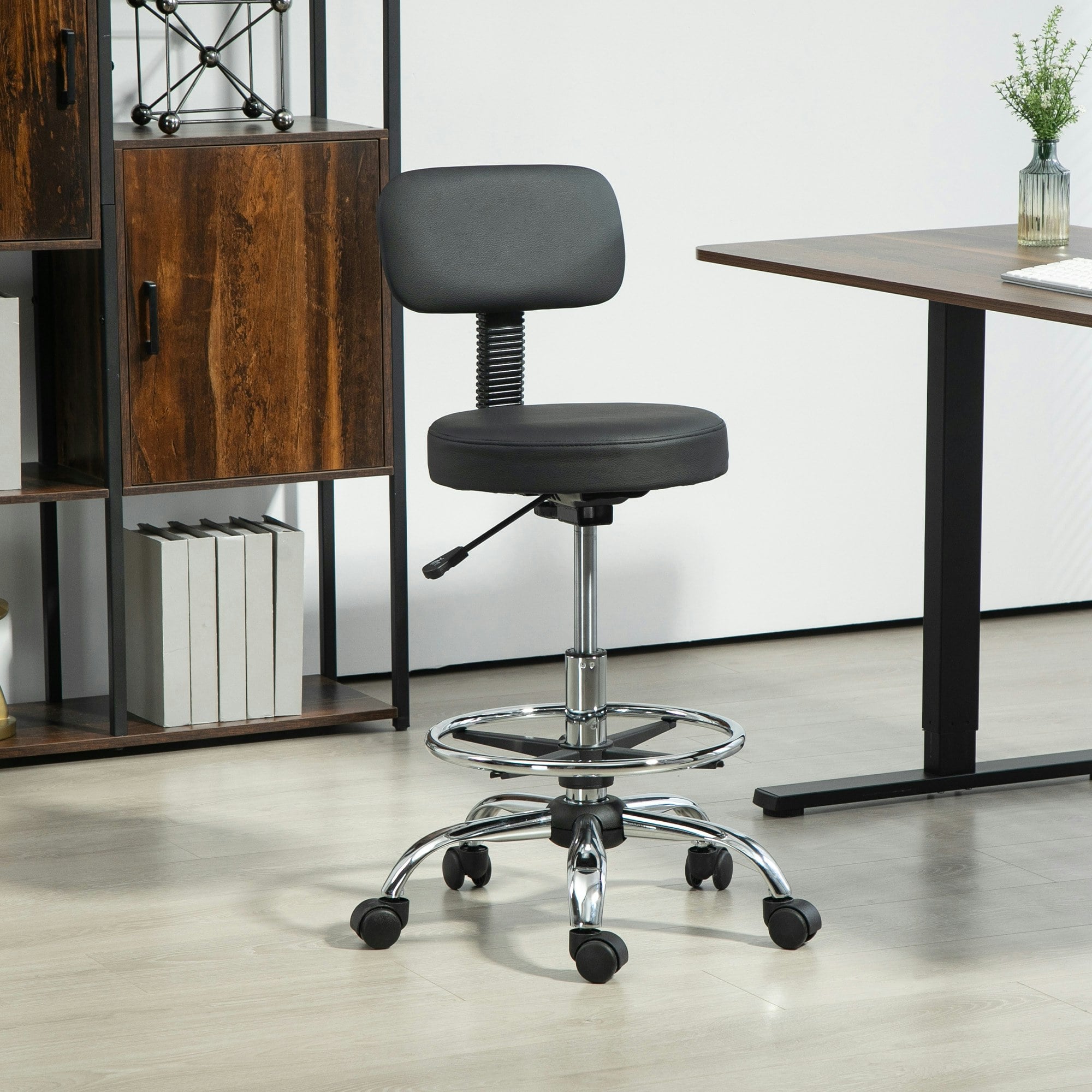 Portland Black Faux Leather Adjustable Swivel Office Chair - Image 4