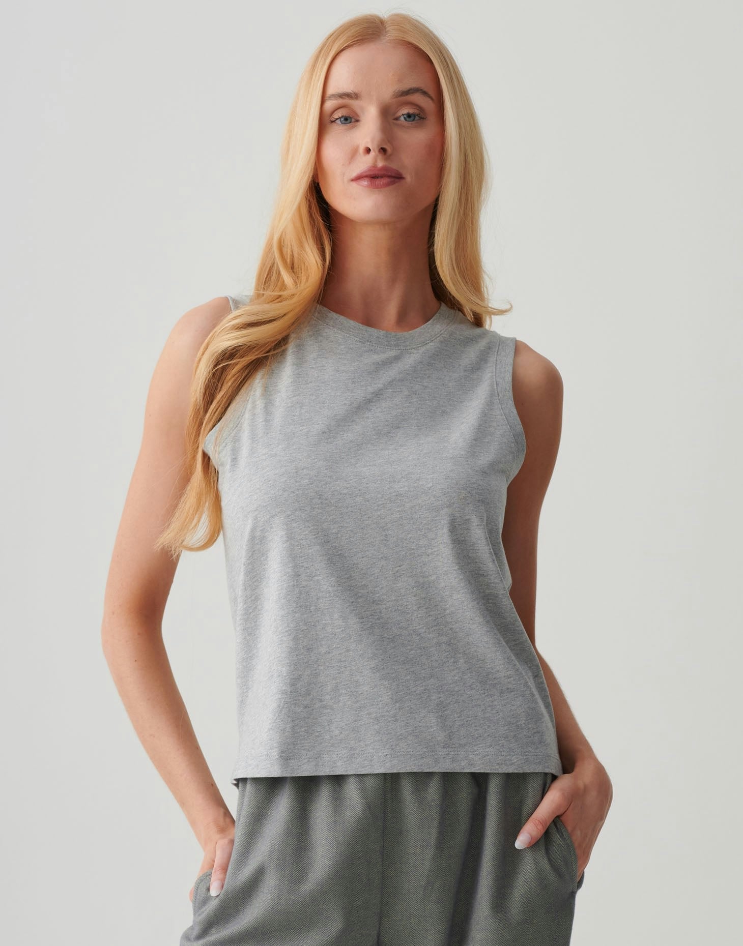 British Boxers Women's Grey Organic Cotton Pyjama Tank Top – Heather - Small