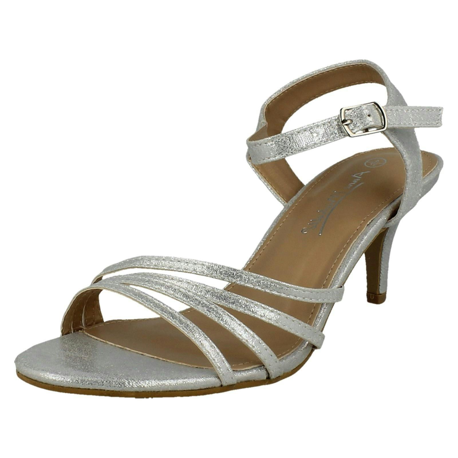 Anne Michelle Women's Silver Wide Fit Evening Sandals F6042 - Uk 6