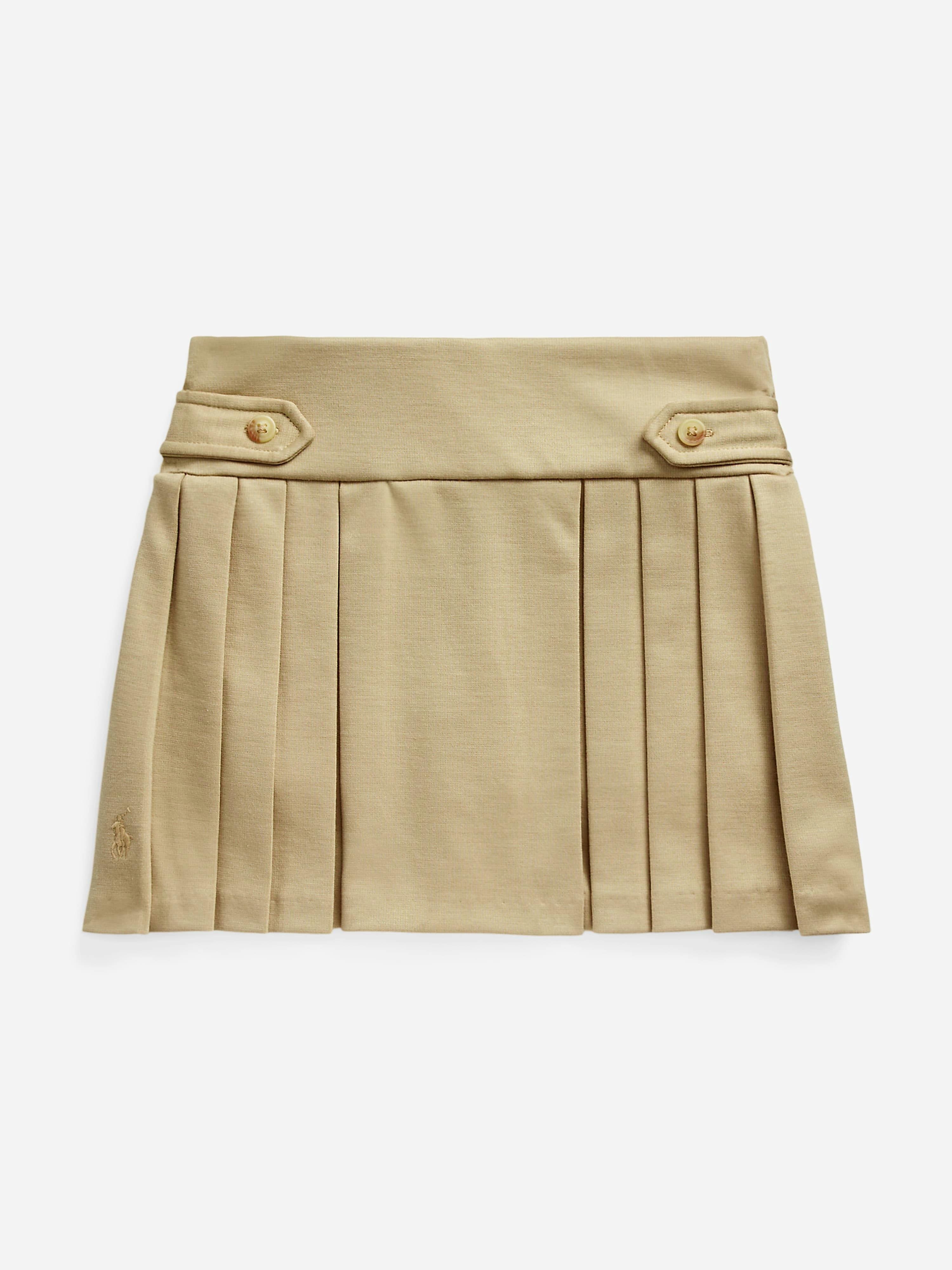 Ralph Lauren Kids Girls Beige Ralph Lauren Ponte Roma Pleated Skort In - 7 Yrs