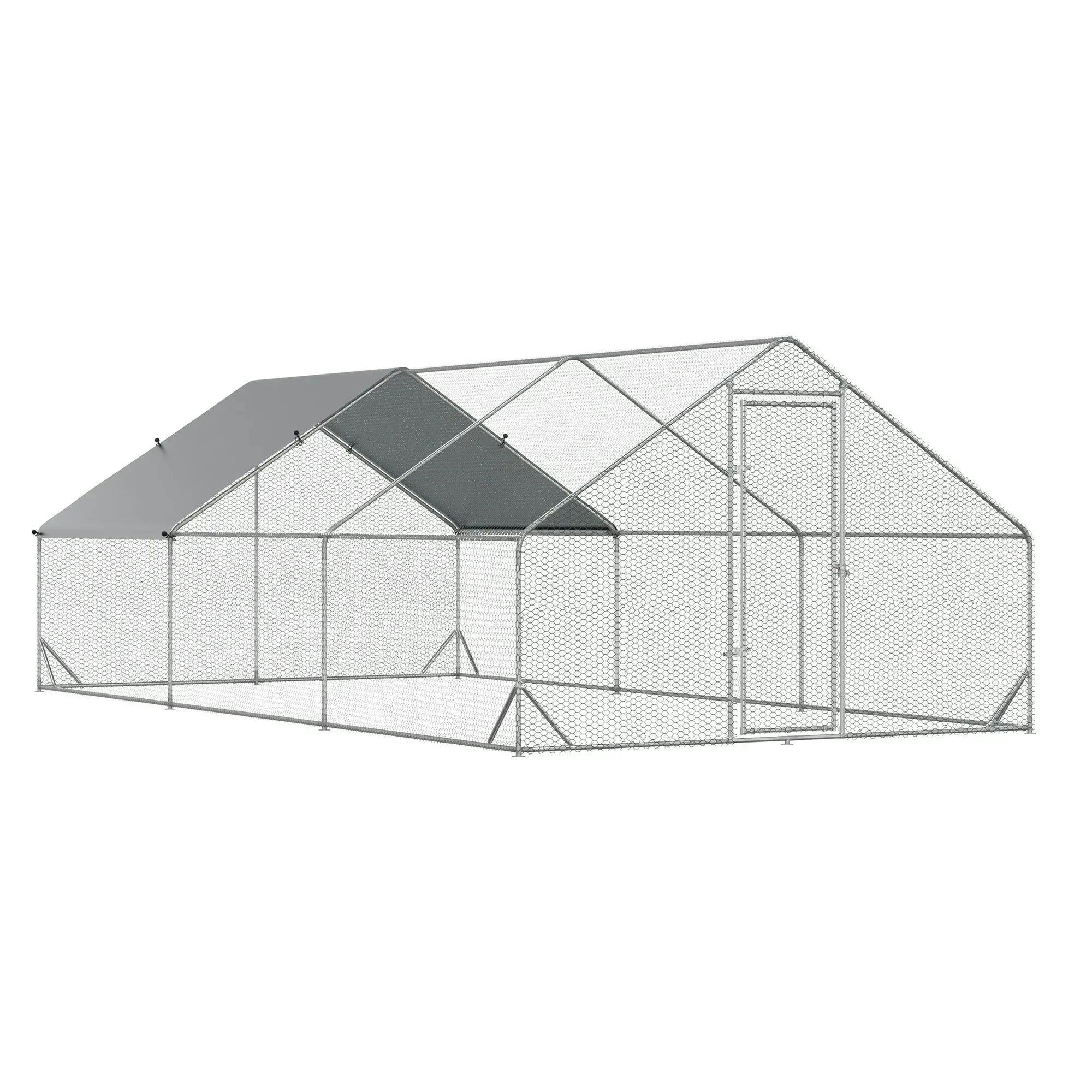 Walk In Chicken Run Large Galvanised Chicken Coop with Cover 6 X 3 X 2m - Image 5