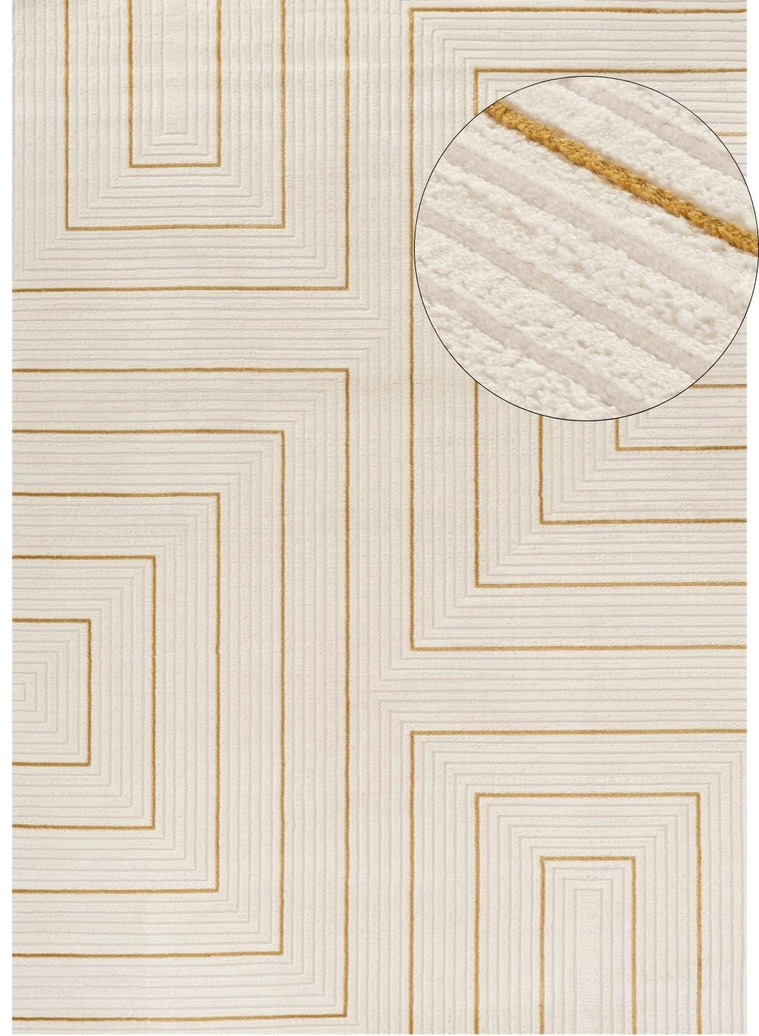 The Rugs Cream/Gold Carmel - Geometric Rug | 6040 - 120X170 Cm