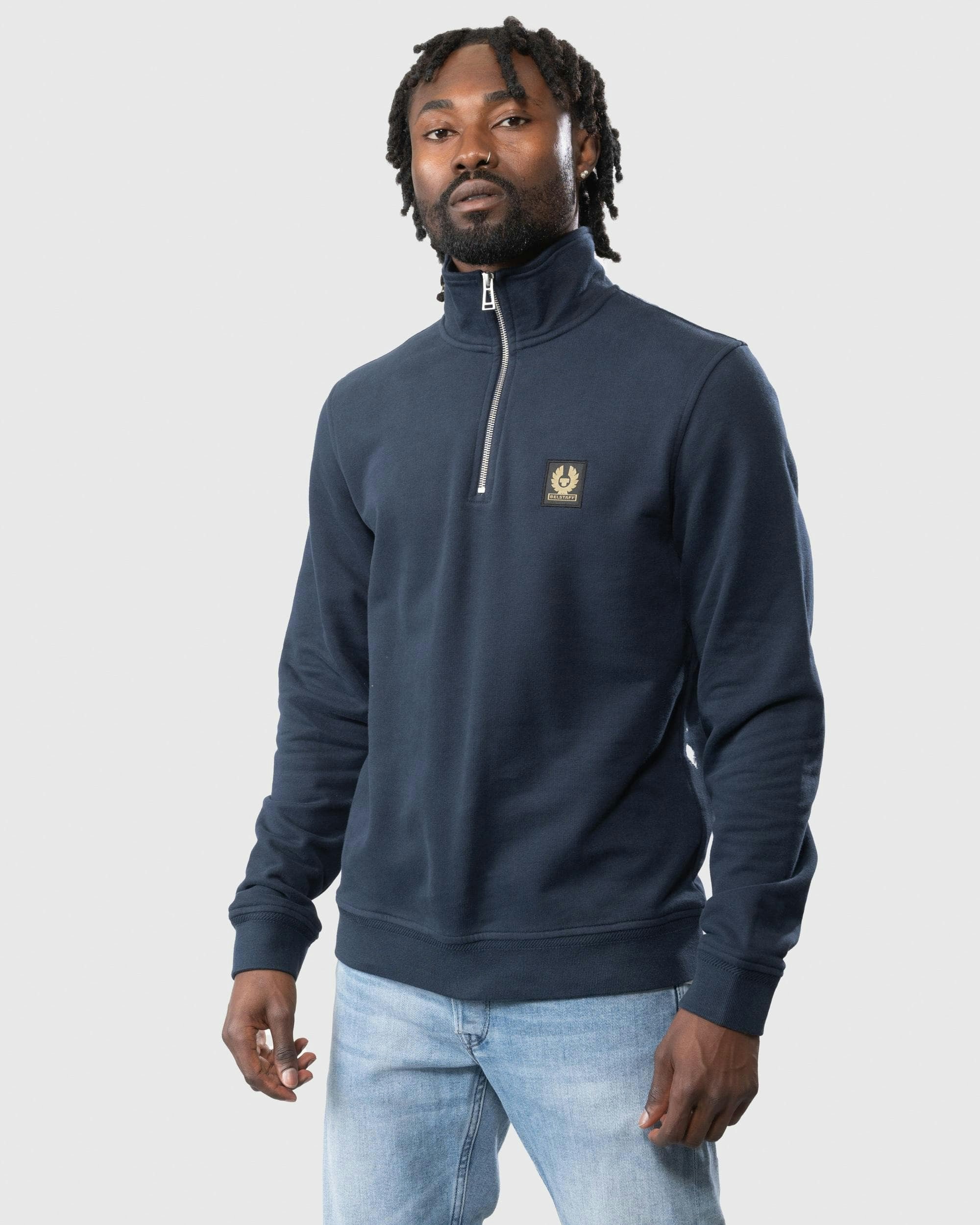 Belstaff Dark Quarter Zip Sweatshirt - Ink - Ink - Xxl