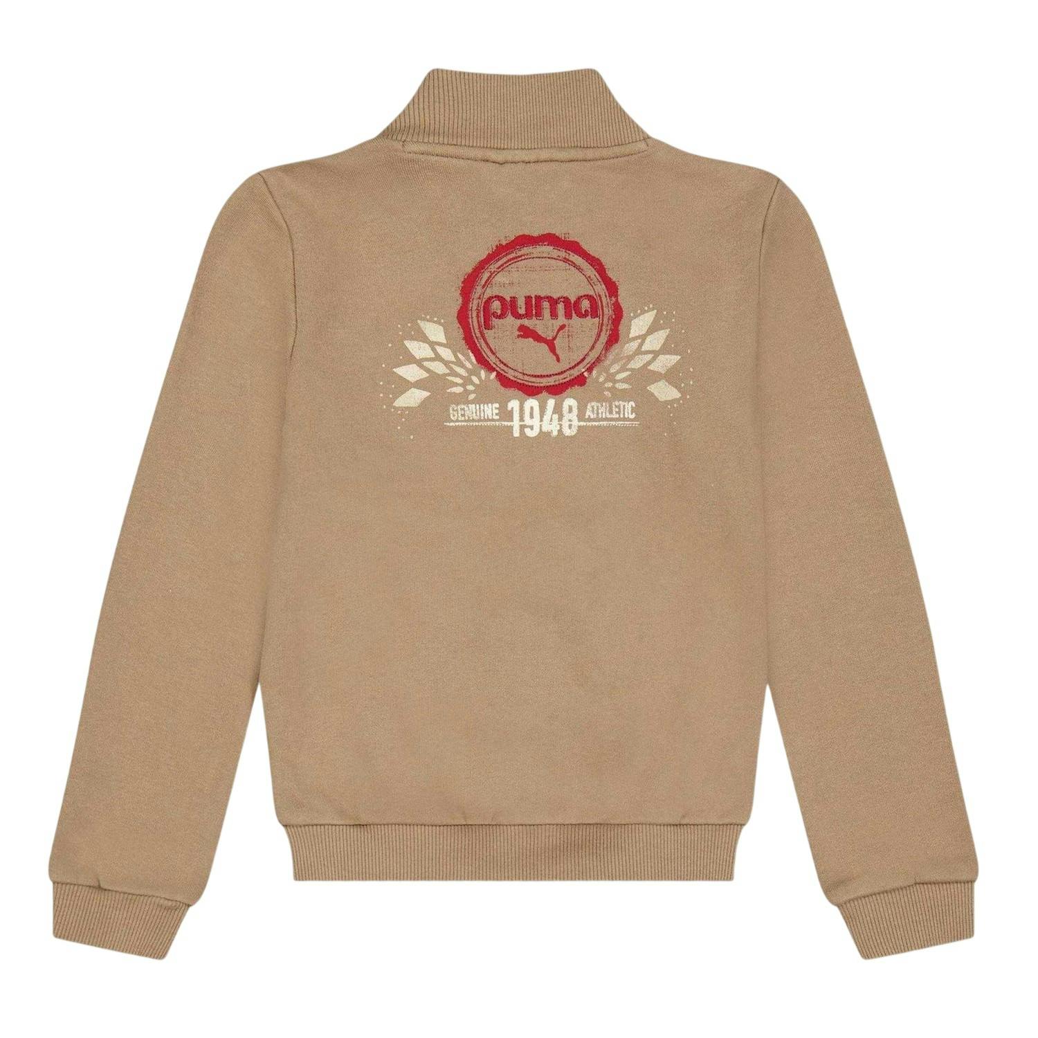 Puma Brown Kids Logo Sweat Jacket - 7-8 Years - 100% Mixed