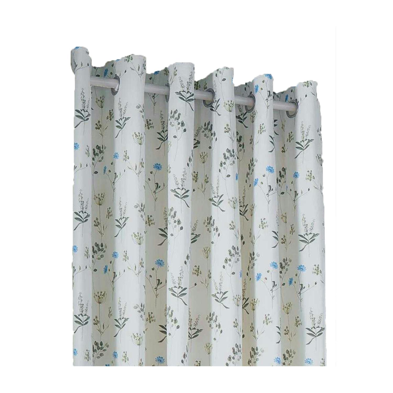 Rackhams White Lined Meadow Eyelet Curtains - /Cornflower - 168Cm X 229Cm - /Cornflower - 100% Mixed