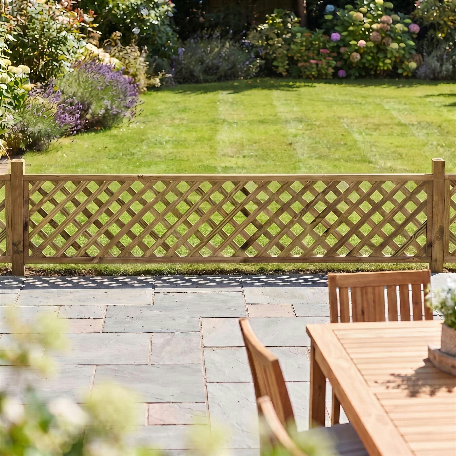 B&Q - Urban Diamond Trellis Panels 5 Pack 6Ft X 1.5Ft Heavy-Duty Fence Topper Framed Extra Height Privacy Balcony Patio Screen - Image 2
