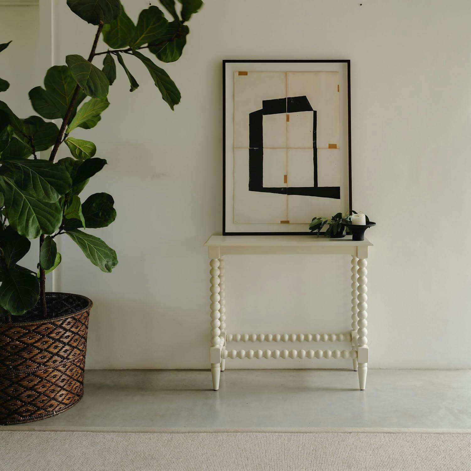 Rackhams Cream Cromwell Bobbin Design Small Console Table - Linen,