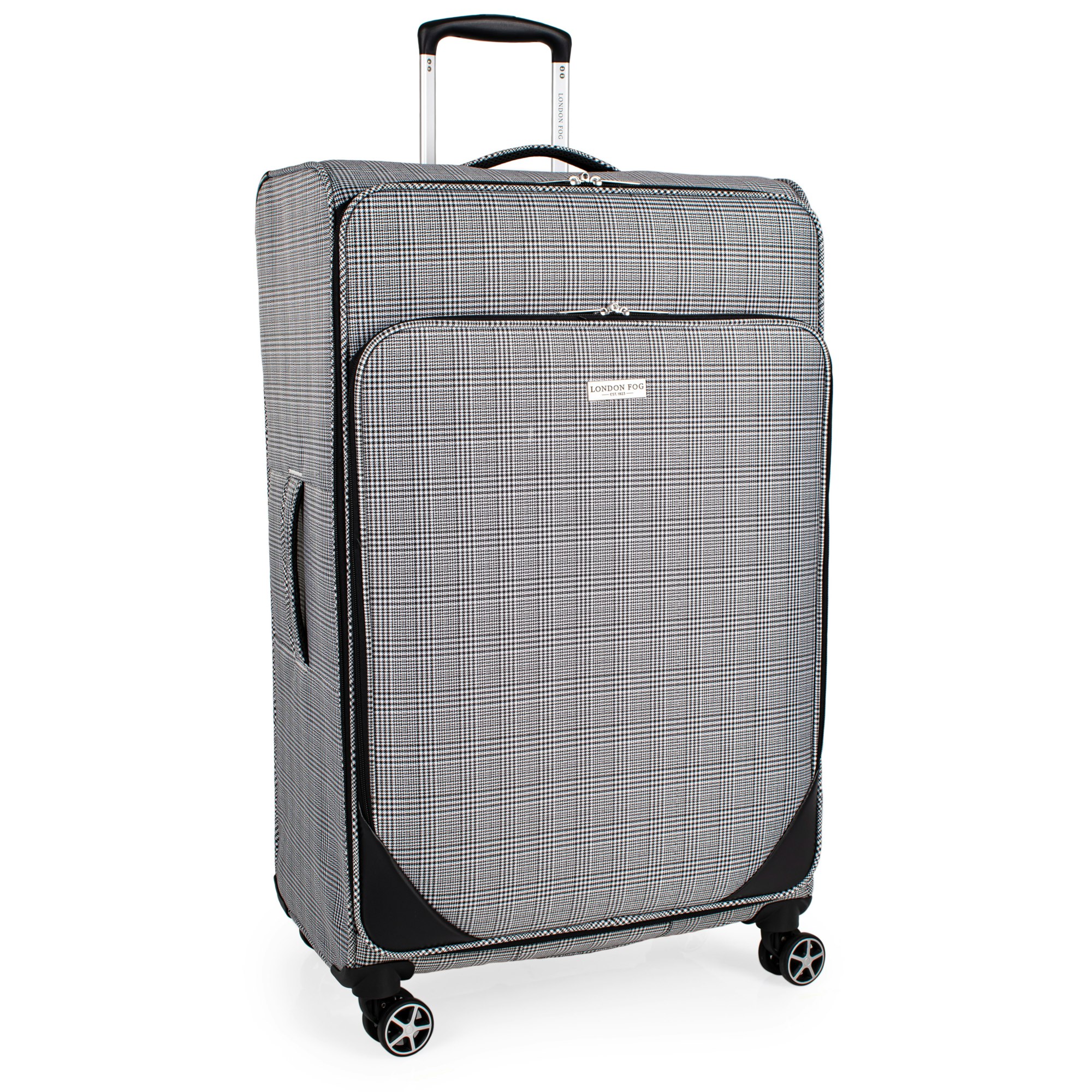 London Fog Black The Newbury Soft Shell Hold Luggage 4 Spinner Wheeled Suitcase - Large - Eva