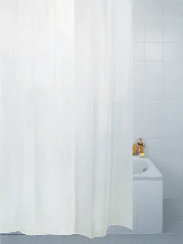 Kav White Other Fabric Shower Curtain Plain 220 (Width) X 180Cm (Drop) Extra Wide, Extra Long