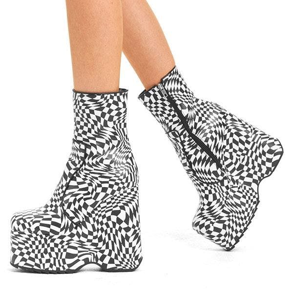 Lamoda Women's Black/White Aftershock Chunky Platform Ankle Boots Trendy Streetwear - Uk3