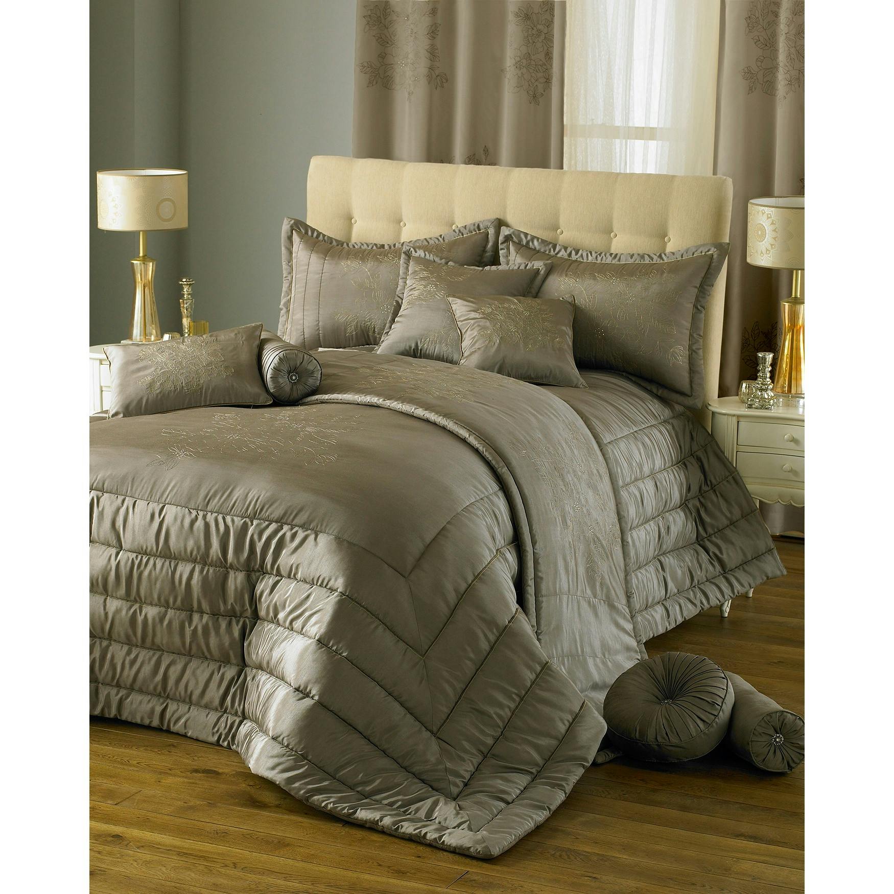 Riva Home Chic Ringtop Curtains - Taupe - 66X90 (168X229cm) - Taupe - 65% Polyester/35% Viscose