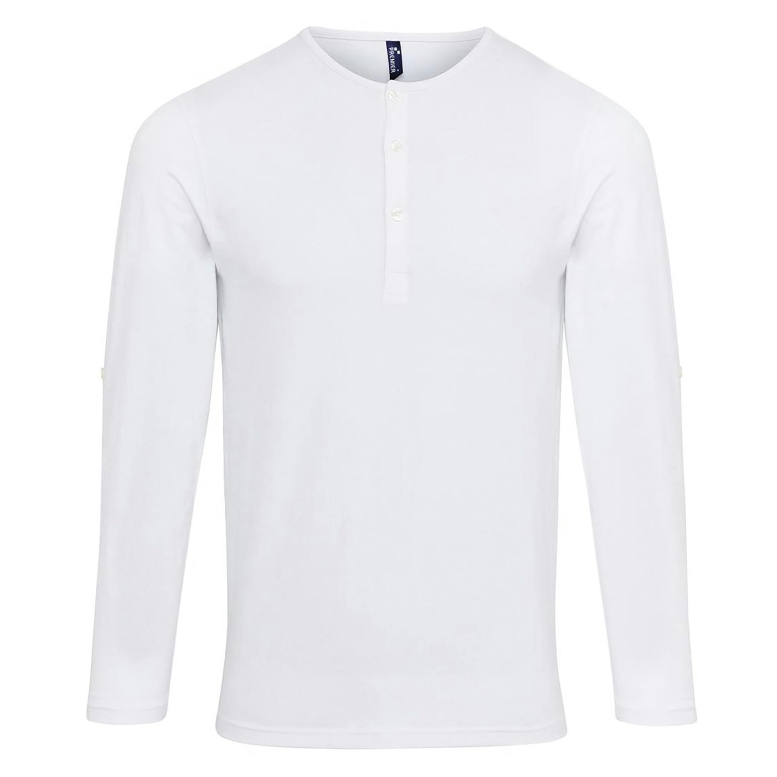 Premier (Xs, White) Mens Long John Roll Sleeve Tee - Image 3