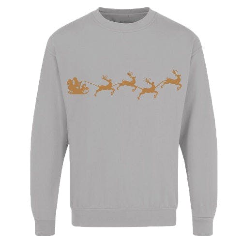 Coolandnew Unisex Grey Adults Xmas Printed Sweatshirt Santa Reindeer - Heather - Xs