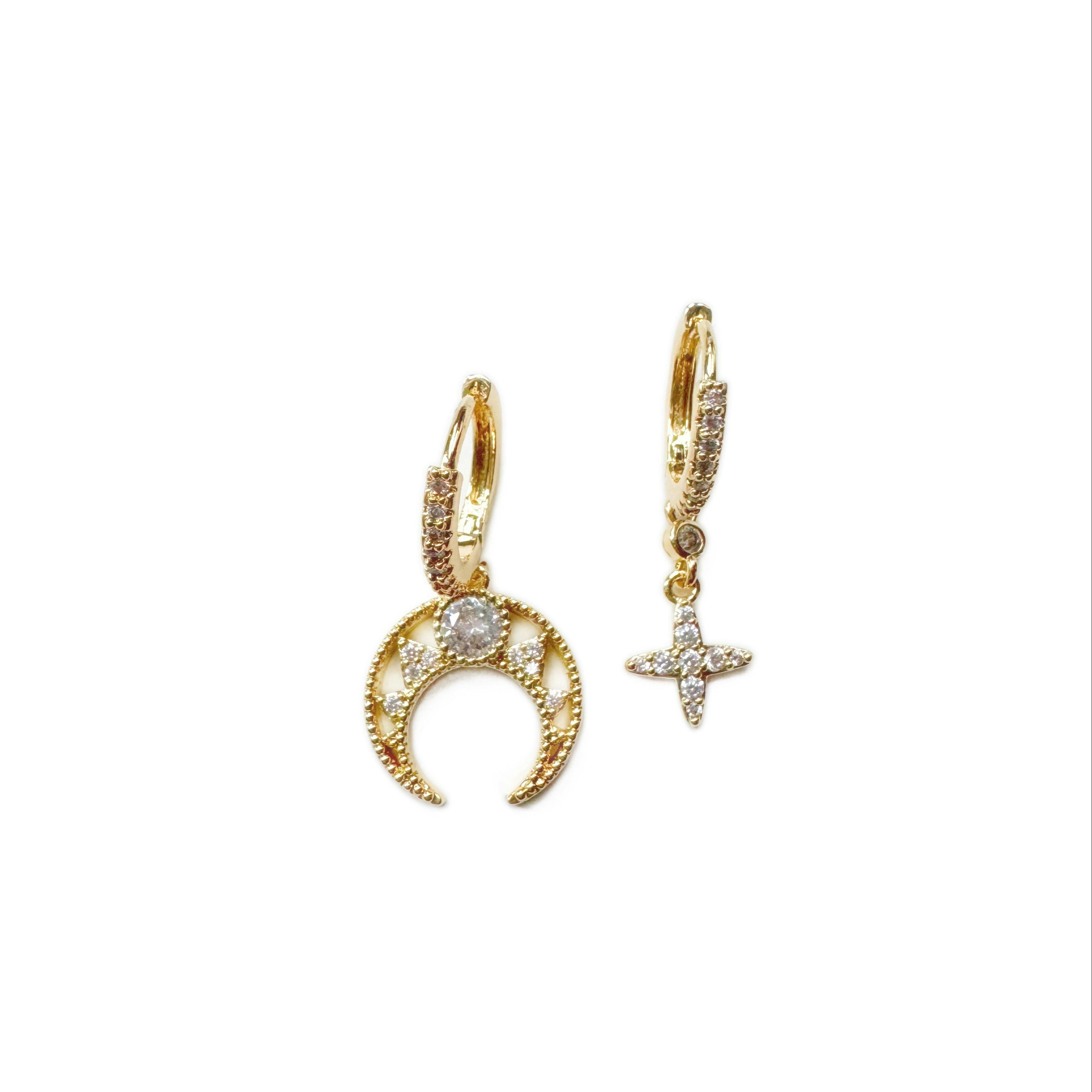 Luxe Tones Gold Calliope Luxe 18Ct Plated Jewelled Mismatched Earrings