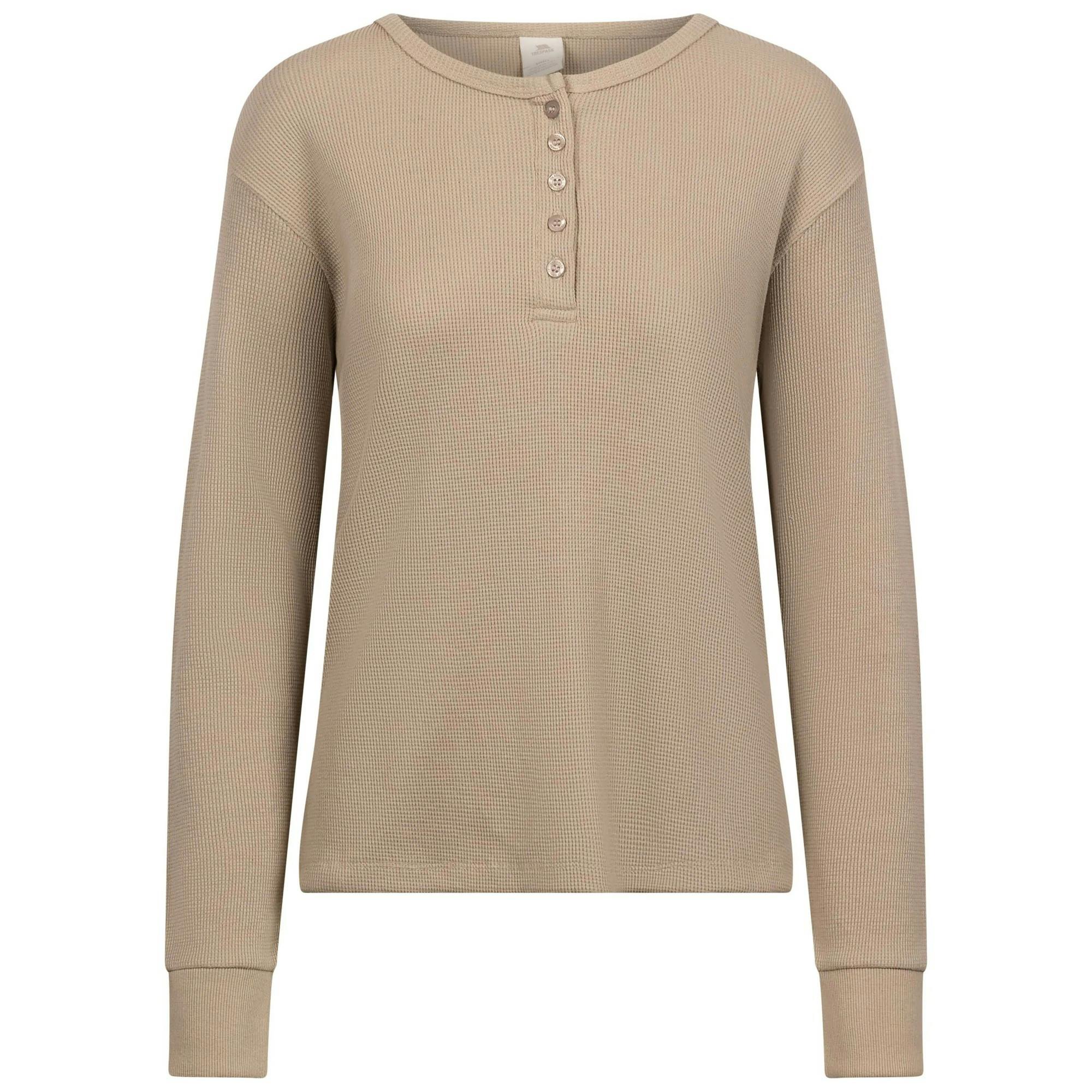 Trespass Women's Morvenna Long-Sleeved Top - Soft Stone - S - Soft Stone - 60% Cotton/40% Polyester