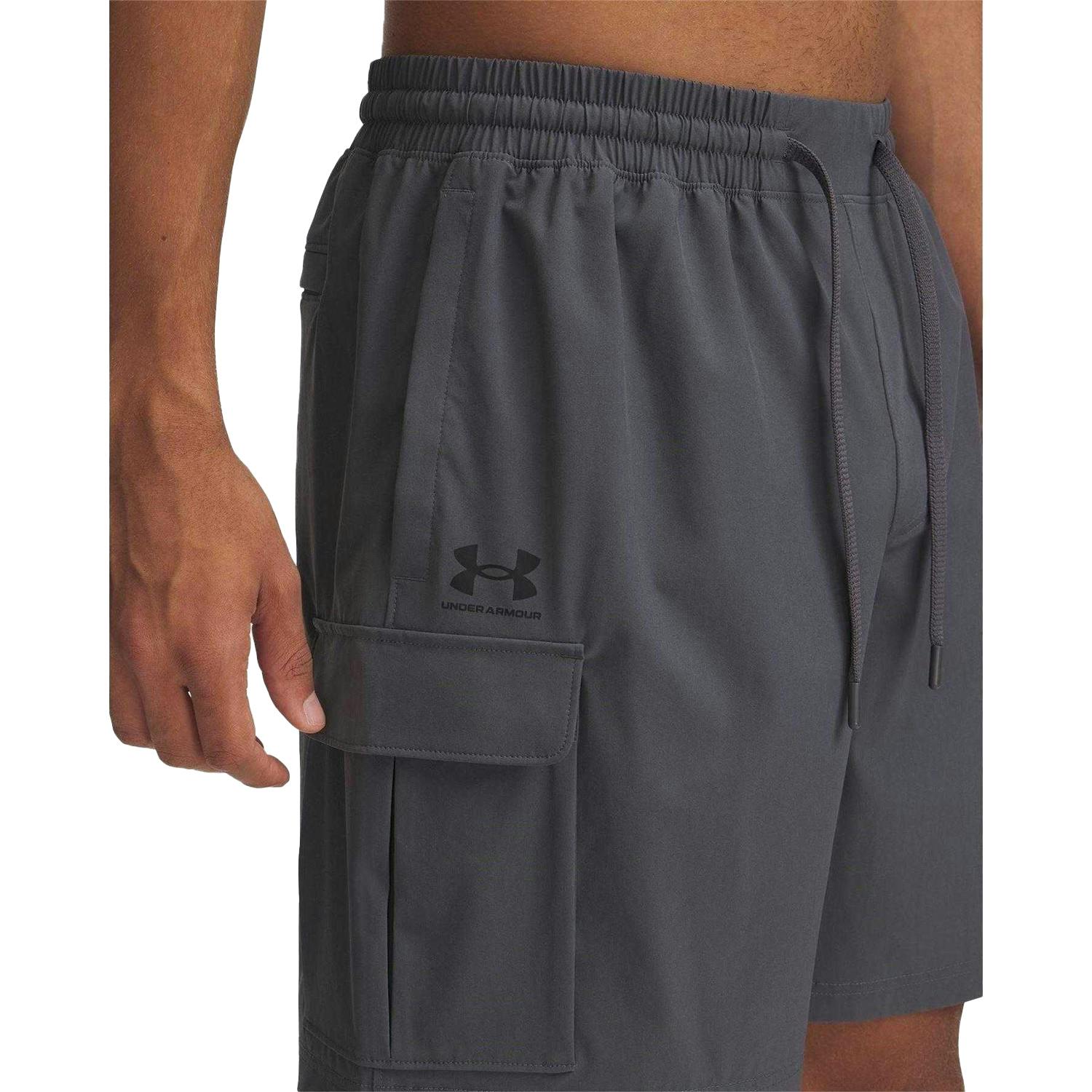 Under Armour Men's Black Vibe Woven Cargo Shorts - Rock/ - L - Rock/ - 87% Polyester/13% Elastane