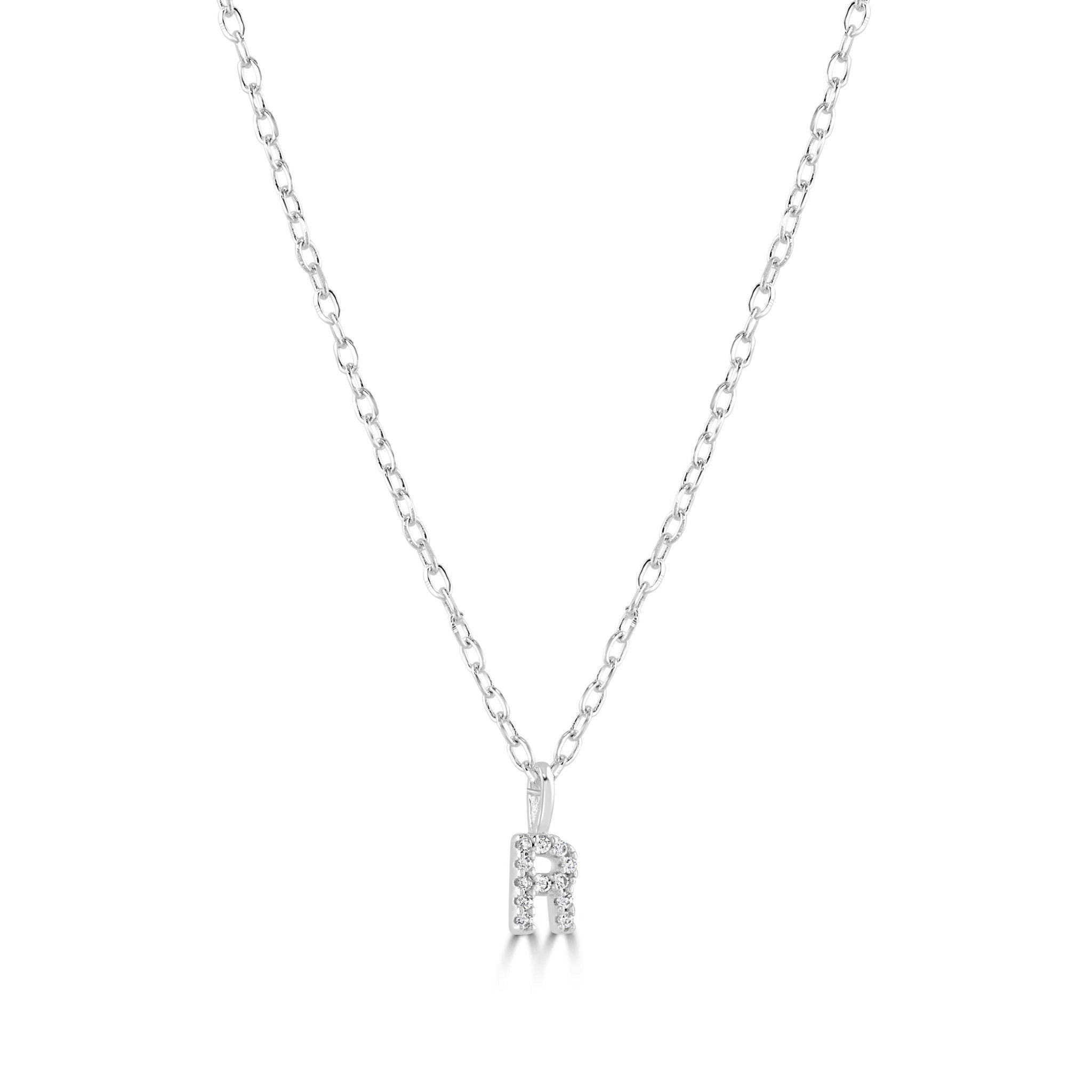 Mylee London Silver Sterling Crystal Initial Necklace - No - R
