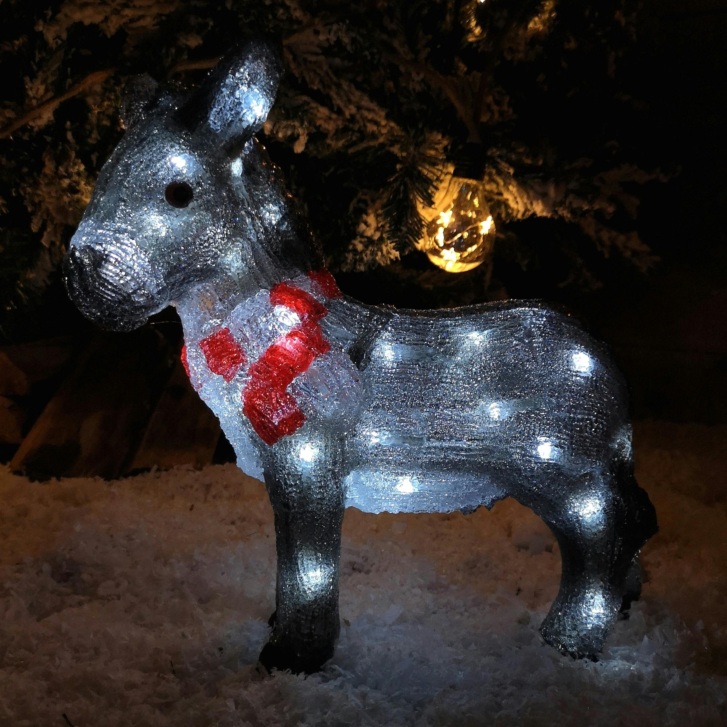 Rackhams Light 34Cm Battery Operated Led Up Acrylic Christmas Donkey Decoration