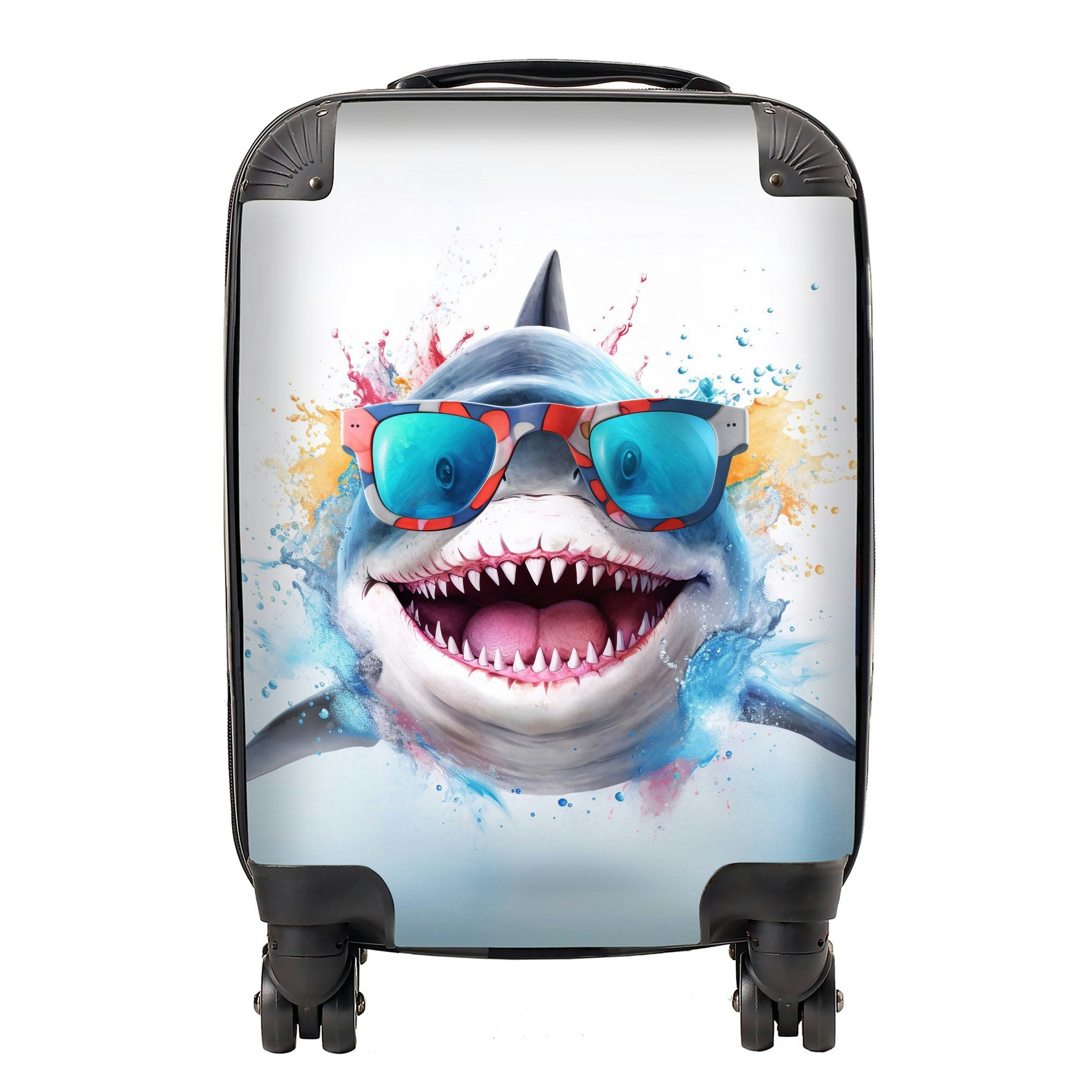 Warren Reed Splashart Shark In Glasses Suitcase - Small