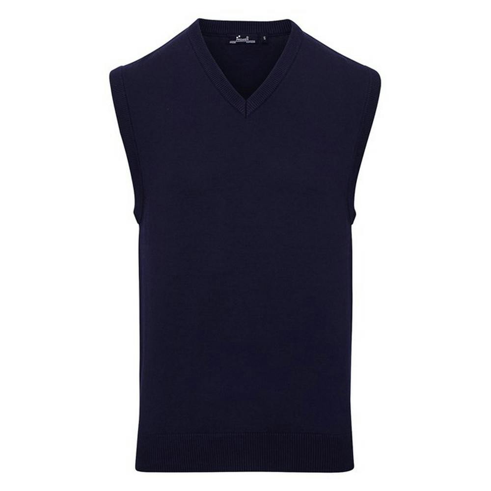 Premier Men's Navy Knitted Sleeveless Sweater Vest In | Size: Large - Image 3