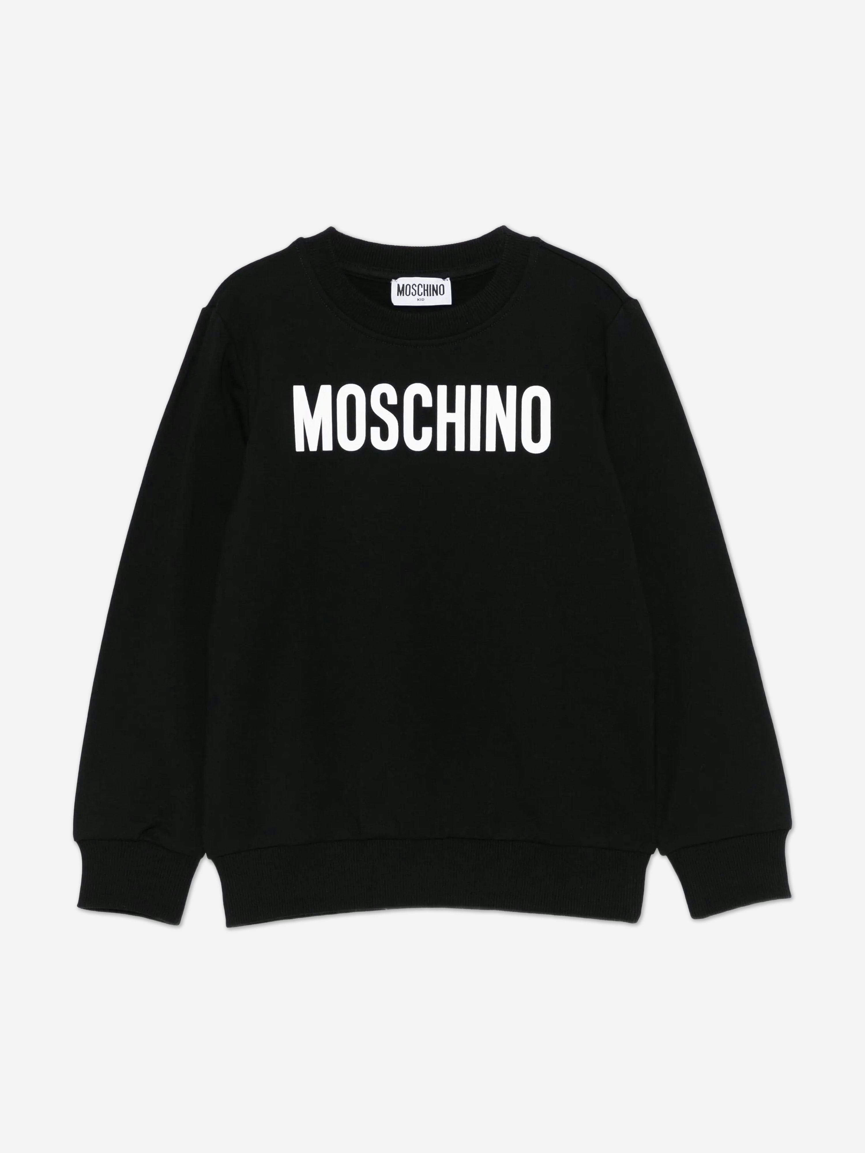 Moschino Kids Boys Black Logo Sweatshirt In - 8 Yrs
