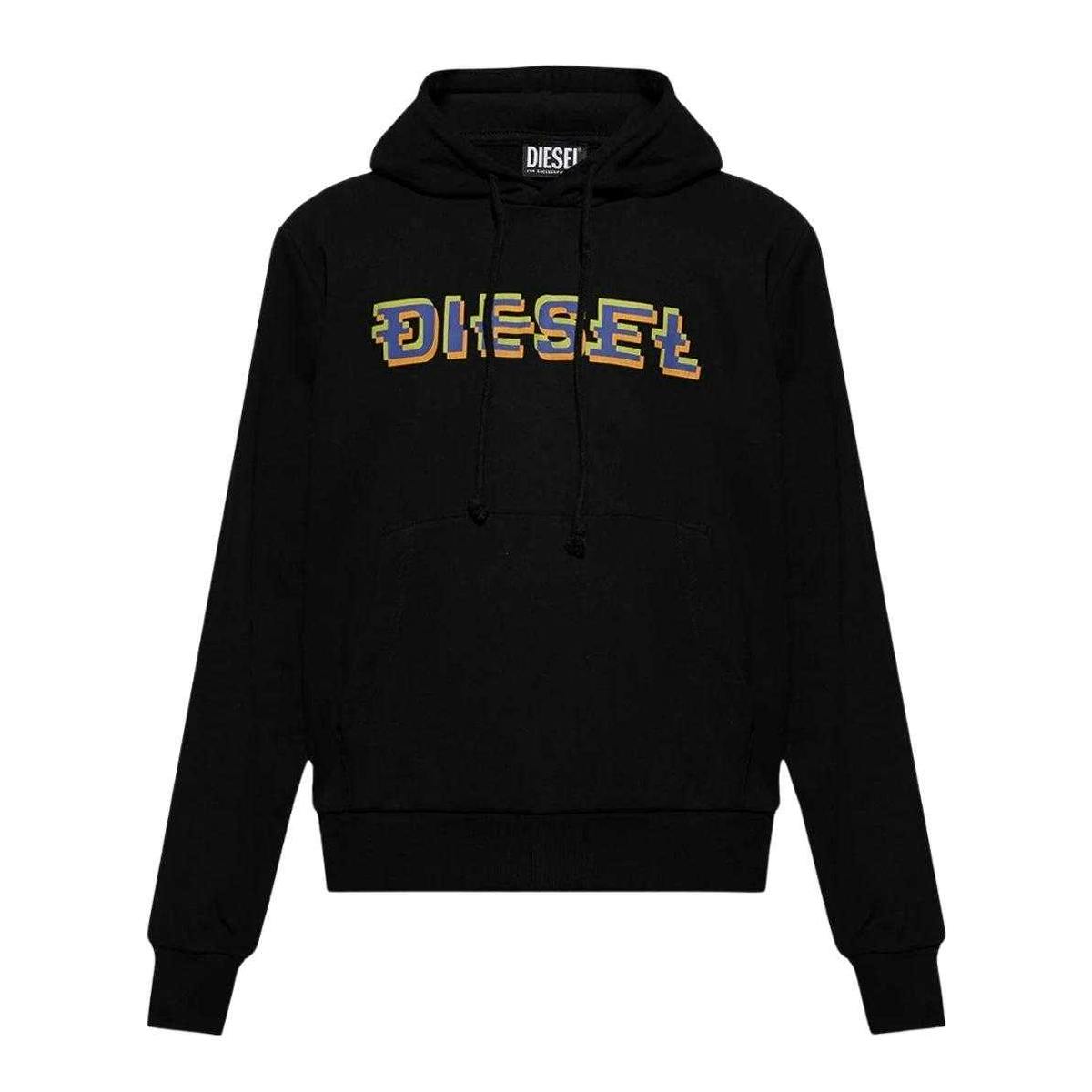 Diesel Men's Black Pixel Logo Hoodie - M - 60% Cotton/40% Polyester