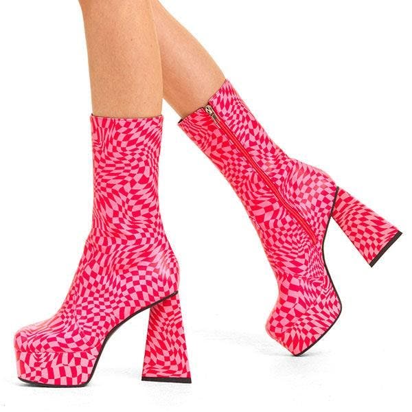 Lamoda Women's Fuchsia/Pink Another Realm Platform Ankle Boots Stylish Chic Fashion - Uk4